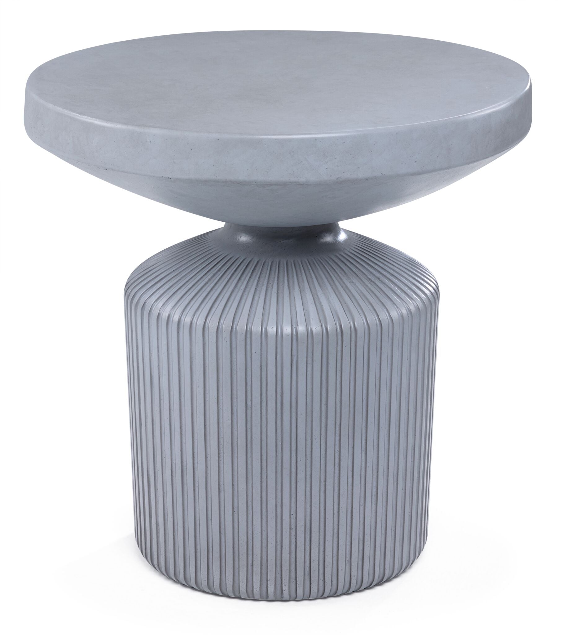 Weathered Grey Crete Outdoor Concrete End Table - Durable Patio & Garden Side Table for Poolside, Deck, or Porch