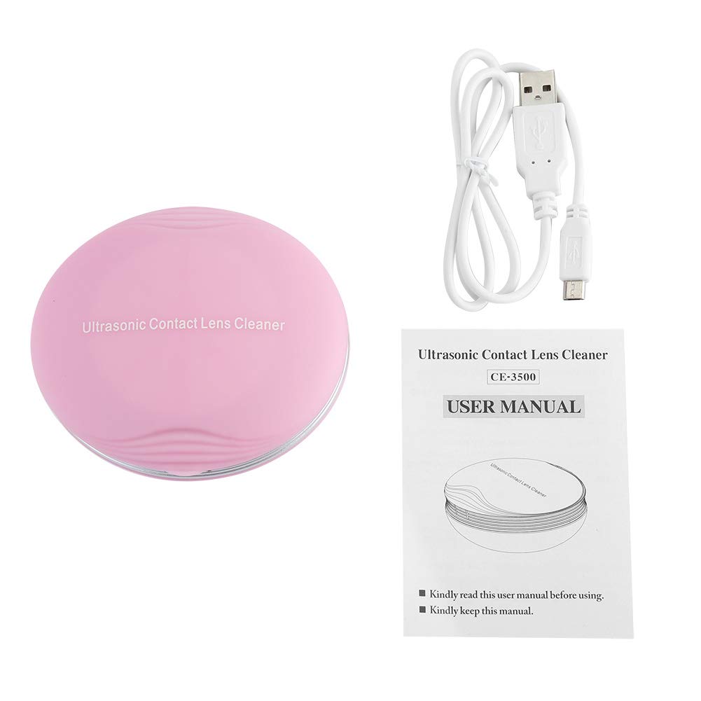 Ultrasonic Contact Lens Cleaner with USB Power - Automatic Lens Washer for Home Use (Pink) | Perfect for Travel, Daily Cleaning & Maintaining Lens Hygiene