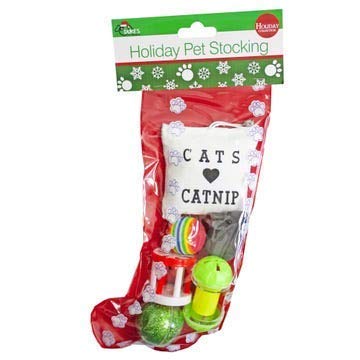 Christmas Cat Stocking with 6 Toys - Festive Holiday Pet Gift for Cats - Perfect for Christmas Decorations & Cat Playtime