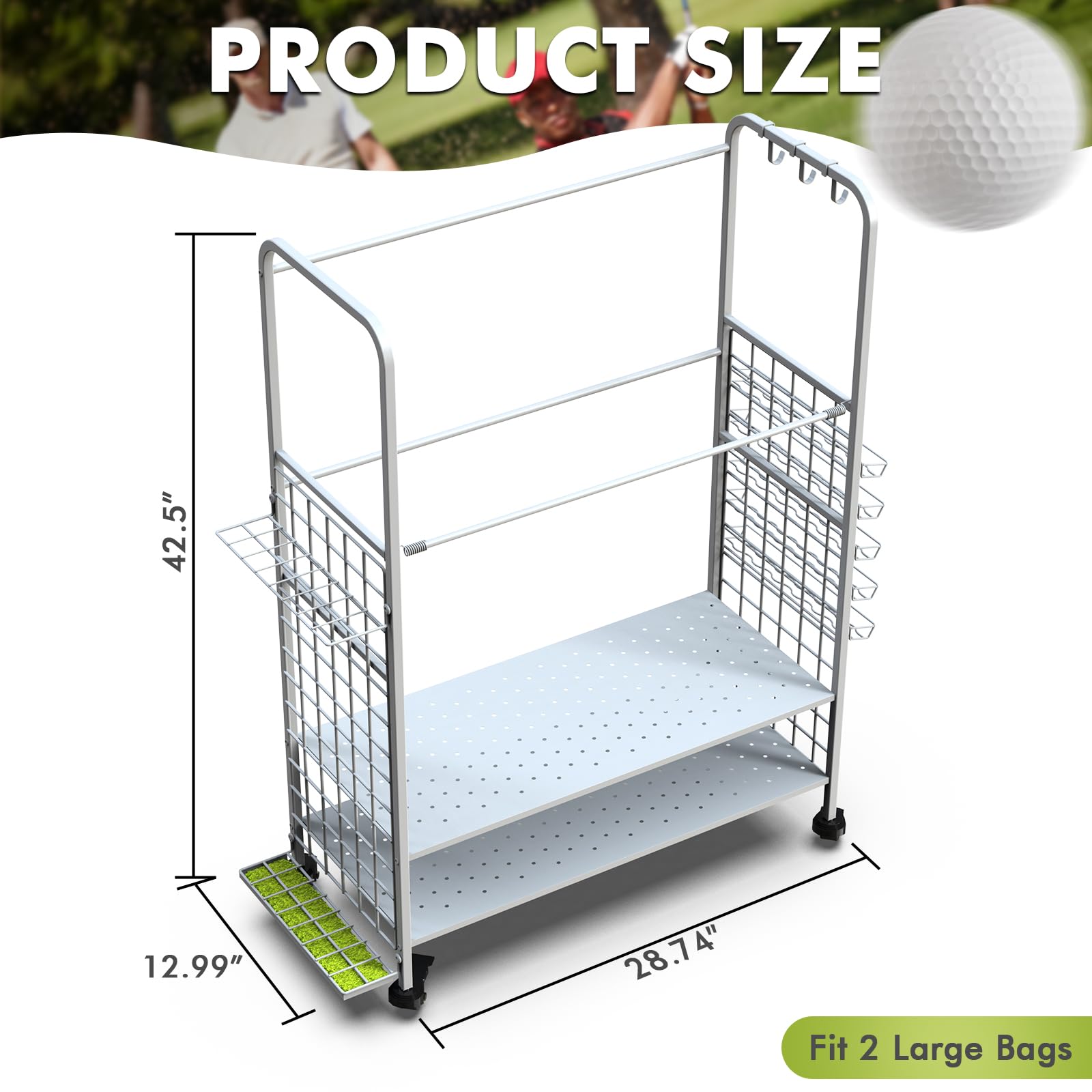 Premium Golf Bag Storage Organizer - Heavy Duty Golf Club Rack & Equipment Stand for Garage, Shed, Basement | Space-Saving Golf Gear Solution for Home & Club Organization