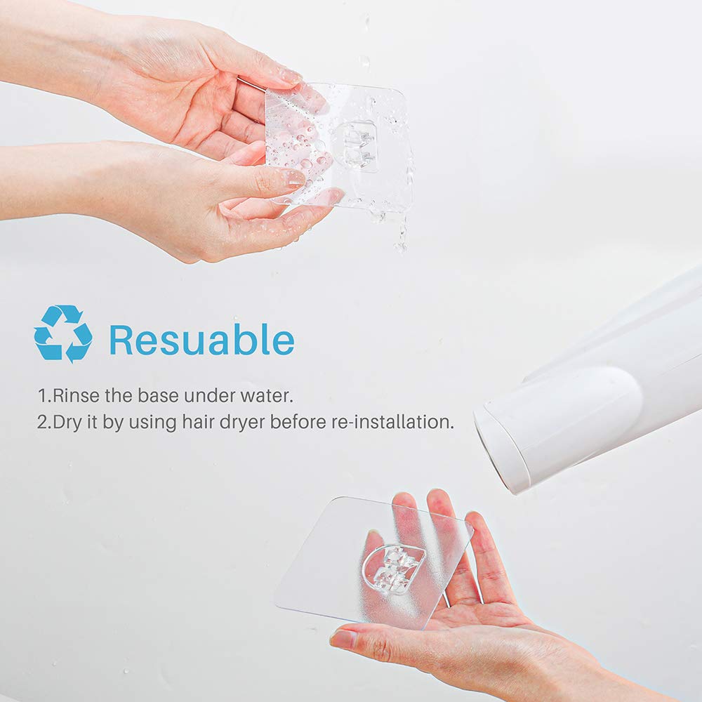 LUXEAR 6 Pack Reusable Transparent Adhesive Sticker for Shower Caddy, Bathroom Shelf, Kitchen Sink Caddy, Soap Dish Holder - No Glue, Easy to Clean, Perfect for Home & Office Organization