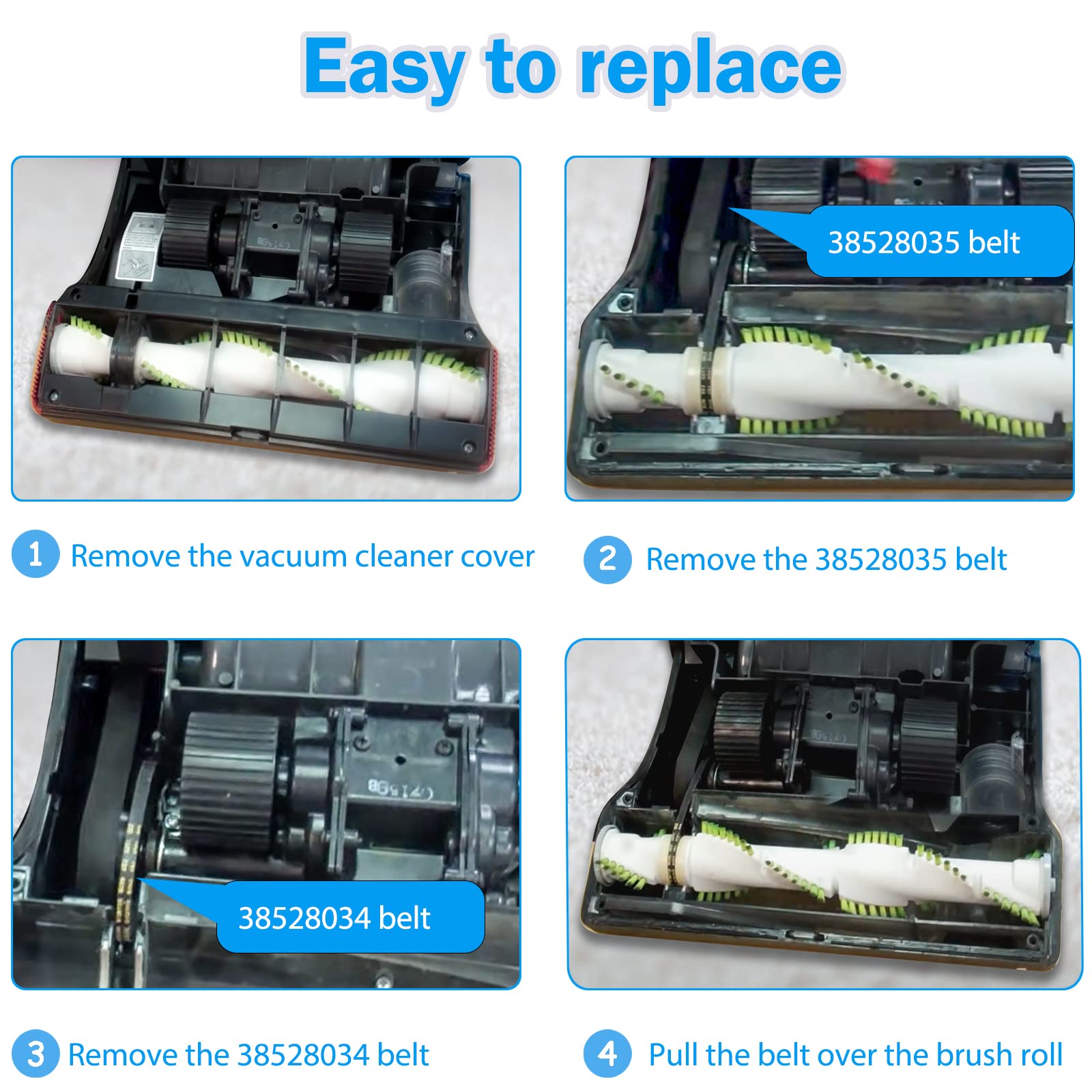 Hoover Self-Propelled Windtunnel Vacuum Cleaner Belts Replacement - Compatible with Models U6485900, U6439900, U6454900, U6630900 Series - Replaces Parts 38528034 & 38528035 - Perfect for Home Cleaning and Maintenance