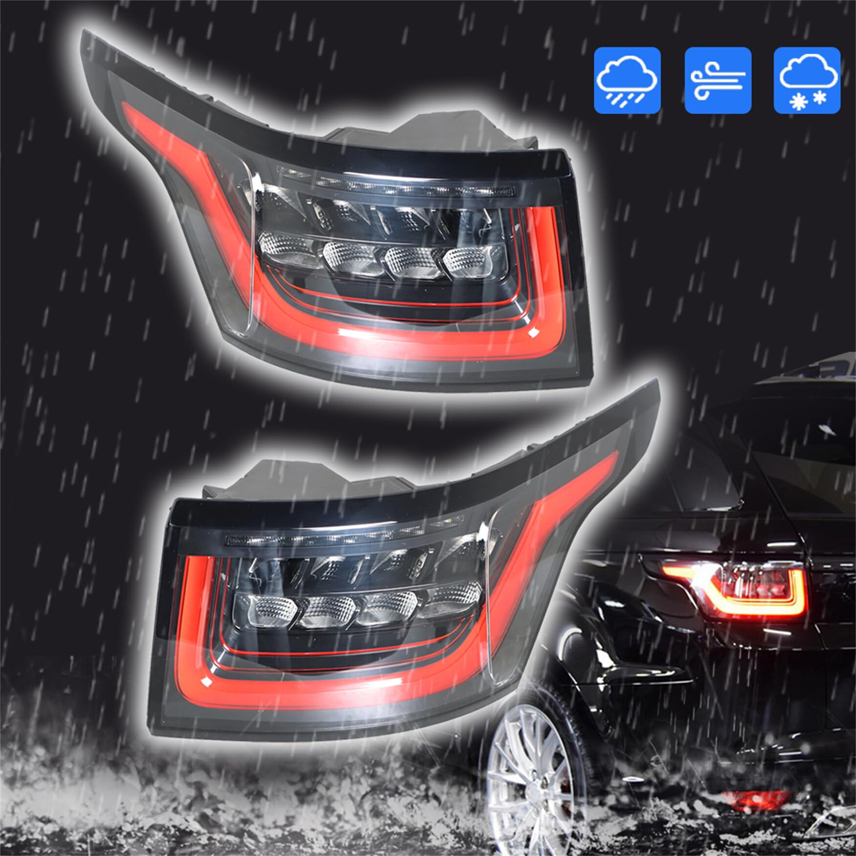 2014-2018 Range Rover Sport Tail Lights Assembly - Driver & Passenger Side Replacement (LR043974 LR043976) - Perfect for Night Driving & Enhanced Vehicle Safety