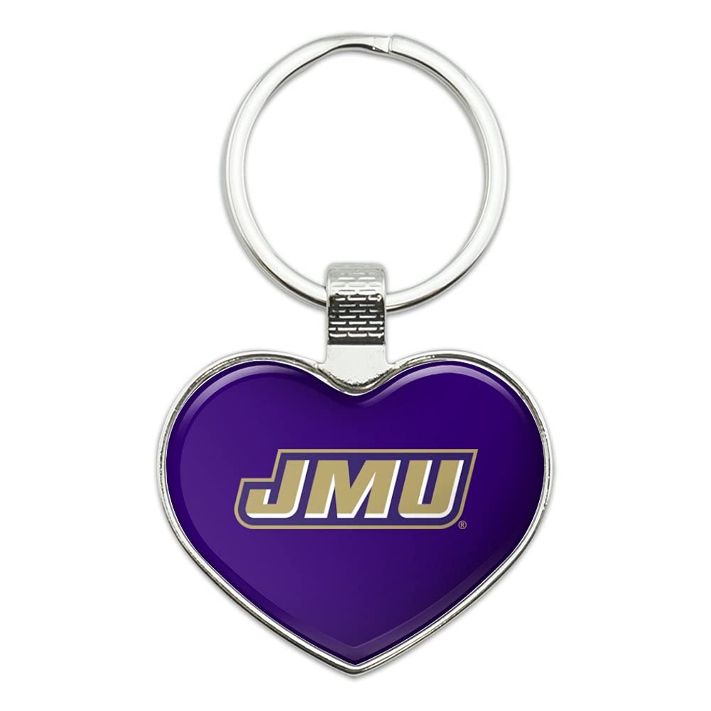 JMU Dukes Logo Heart-Shaped Metal Keychain - Perfect for James Madison University Fans, Gifts & School Spirit Accessories - Ideal for Keys, Backpacks & Gameday Gear