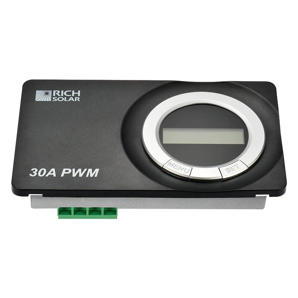 Rich Solar 30 Amp MPPT Solar Charge Controller with LCD Display - Waterproof & Flush Mount for RV, Boat, Off-Grid Power Systems