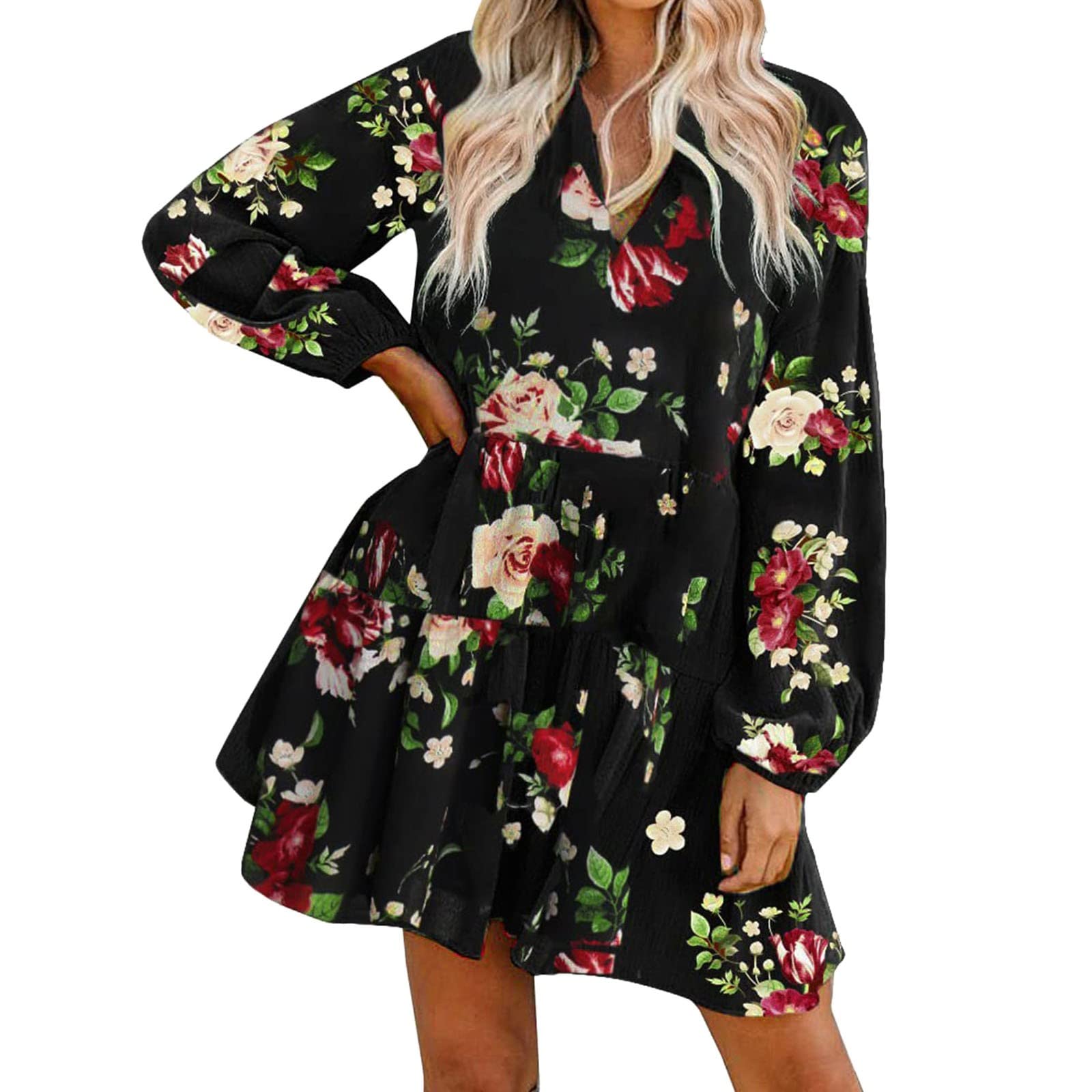Women's Cute Shift Tunic Dress with Ruffles & Pockets | Flowy Swing Babydoll Mini Dress for Juniors | Perfect for Summer Outfits, Beach Vacations & Casual Date Nights