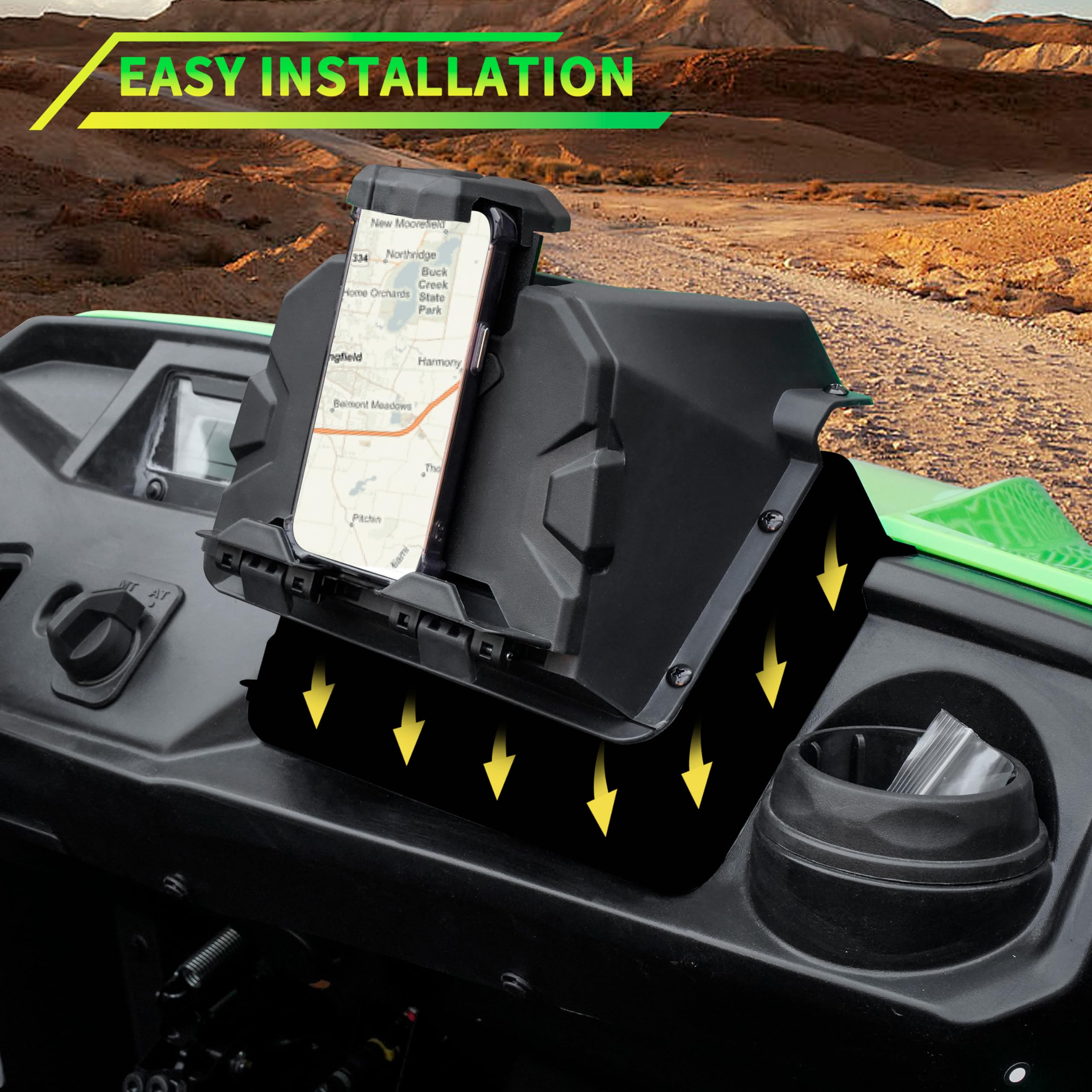 POKIAUTO Adjustable Universal Tablet GPS Phone Mount Holder with Storage Box for Honda Pioneer 500 (2015-2023) & 520 (2021-2023) - Car Accessories for Off-Road Navigation, Camping & Outdoor Adventures