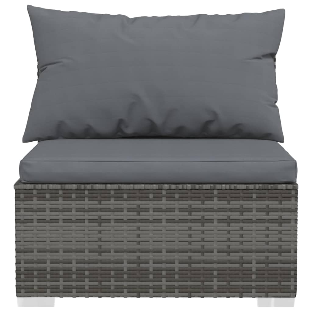 vidaXL 2-Piece Patio Furniture Set with Cushions - Modular Outdoor Lounge Sofa Set - Weather-Resistant Poly Rattan & Durable Steel Frame - Gray & Anthracite - Perfect for Backyard, Garden, Poolside & Patio Relaxation