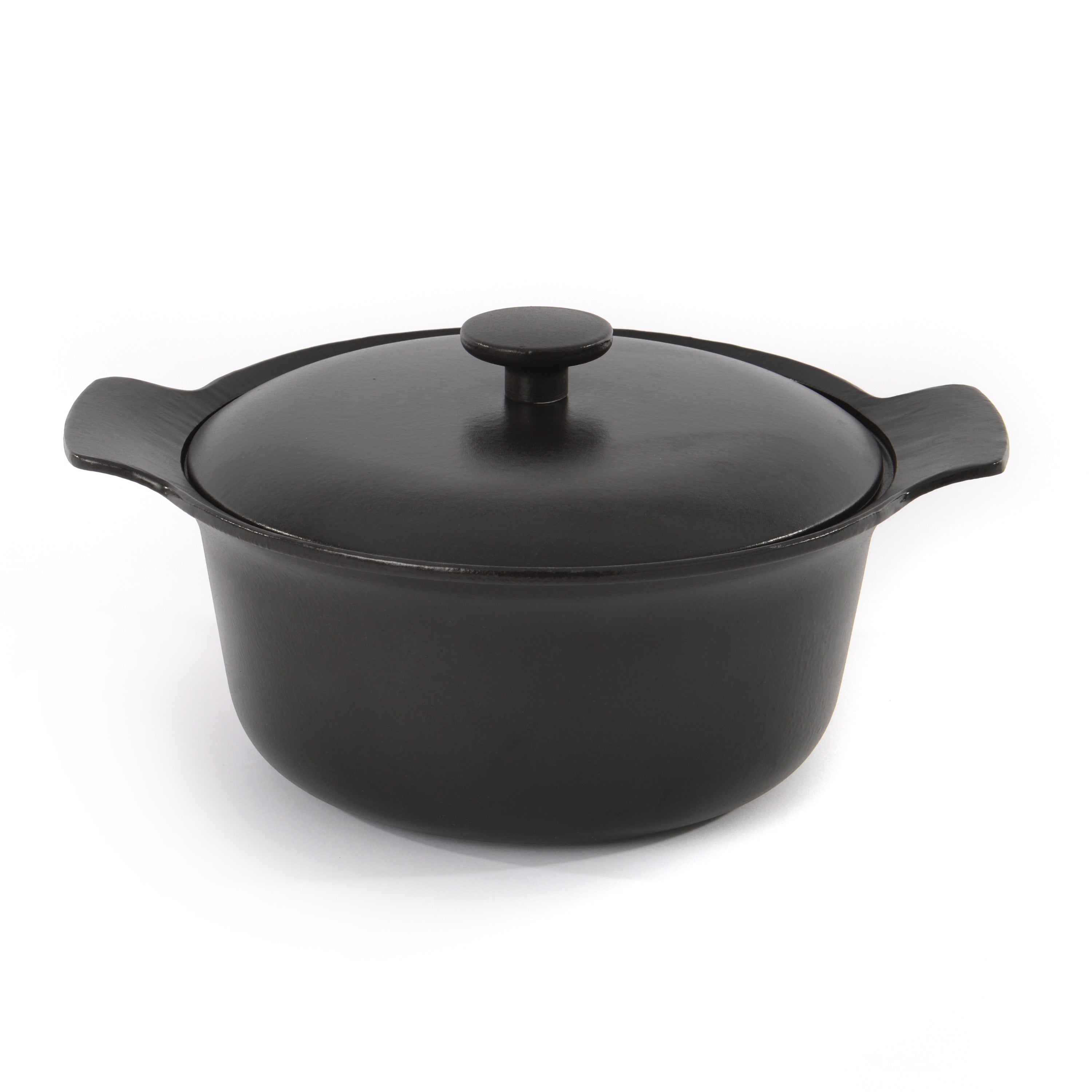 BergHOFF Ron 10 Enameled Cast Iron Dutch Oven 4.4 Quart (4.2L) - Black - Perfect for Braising, Stewing & Baking - Stovetop to Oven Safe Cookware