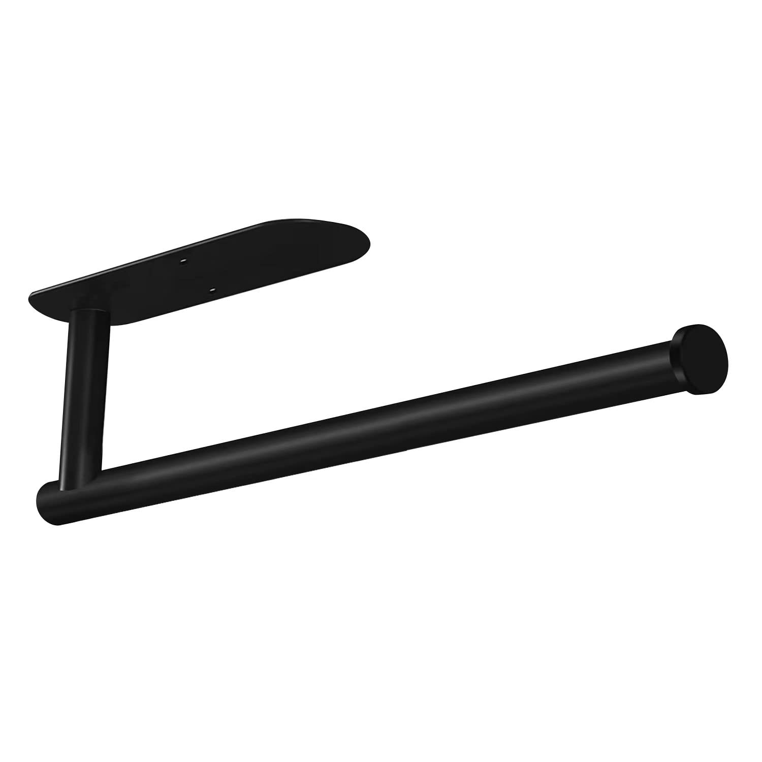 Black Paper Towel Holder for Kitchen - Under Cabinet Mount with Adhesive & Screws - Stainless Steel Roll Holder for Bulk Paper Towels - Perfect for Countertop & Cabinet Organization