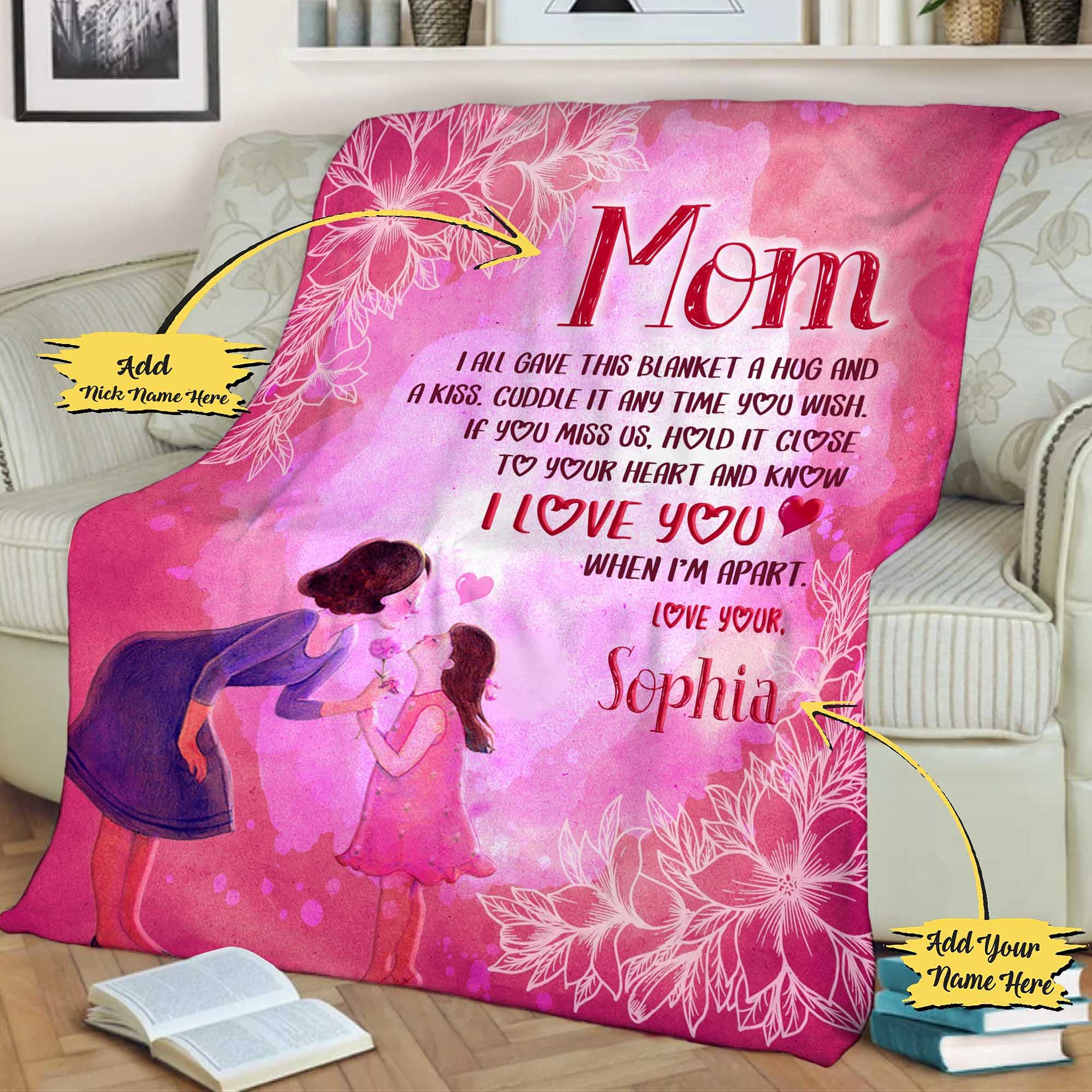 Personalized Mom Blanket - Custom Mother's Day & Birthday Gift from Daughter - Premium Soft & Cozy Throw - Made in USA - Perfect for Cuddling, Relaxing & Heartwarming Moments