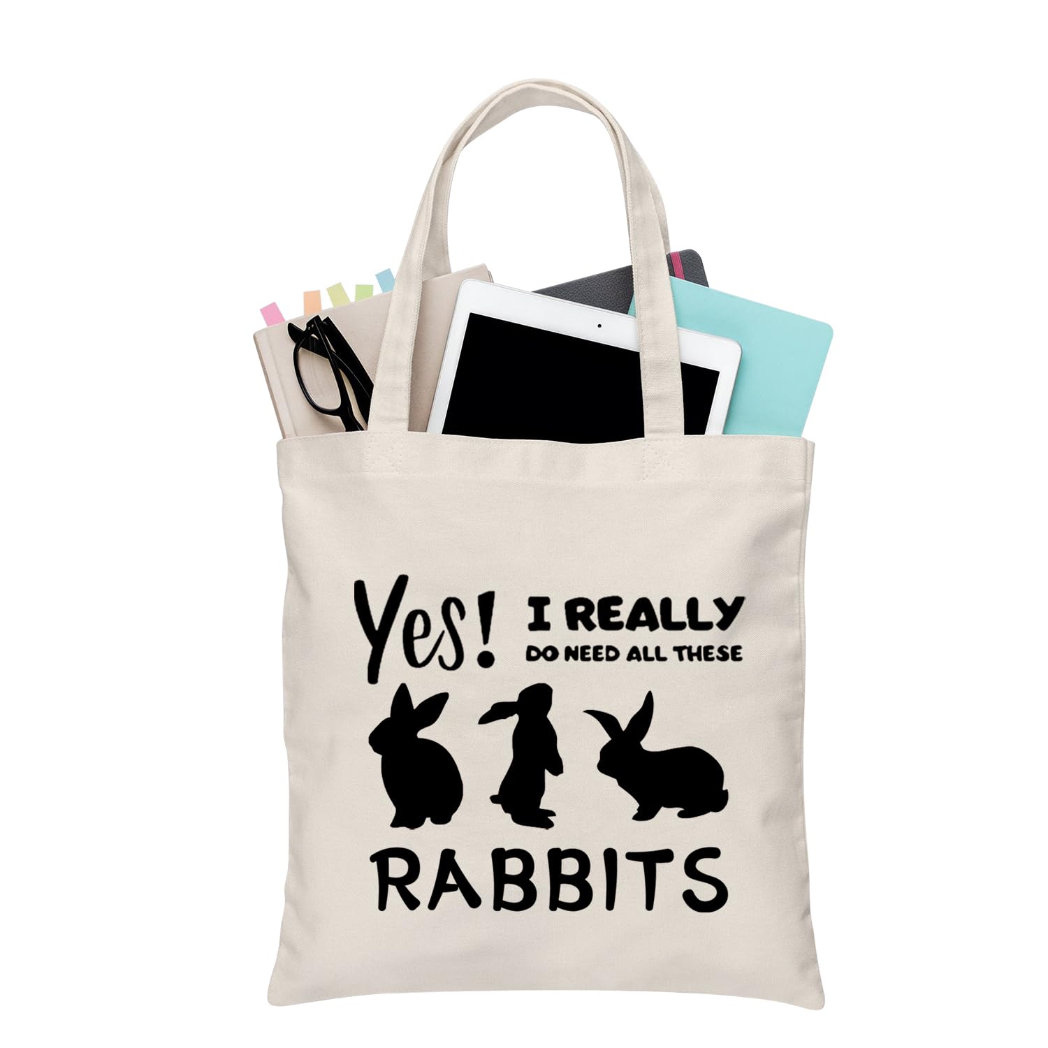 Bunny Lover Tote Bag for Women - Cute Rabbit Themed Canvas Shoulder Bag - Perfect Gift for Bunny Moms & Rabbit Fans (Birthday, Mother's Day, Easter Gifts) - Great for Shopping, Beach Trips & Daily Use