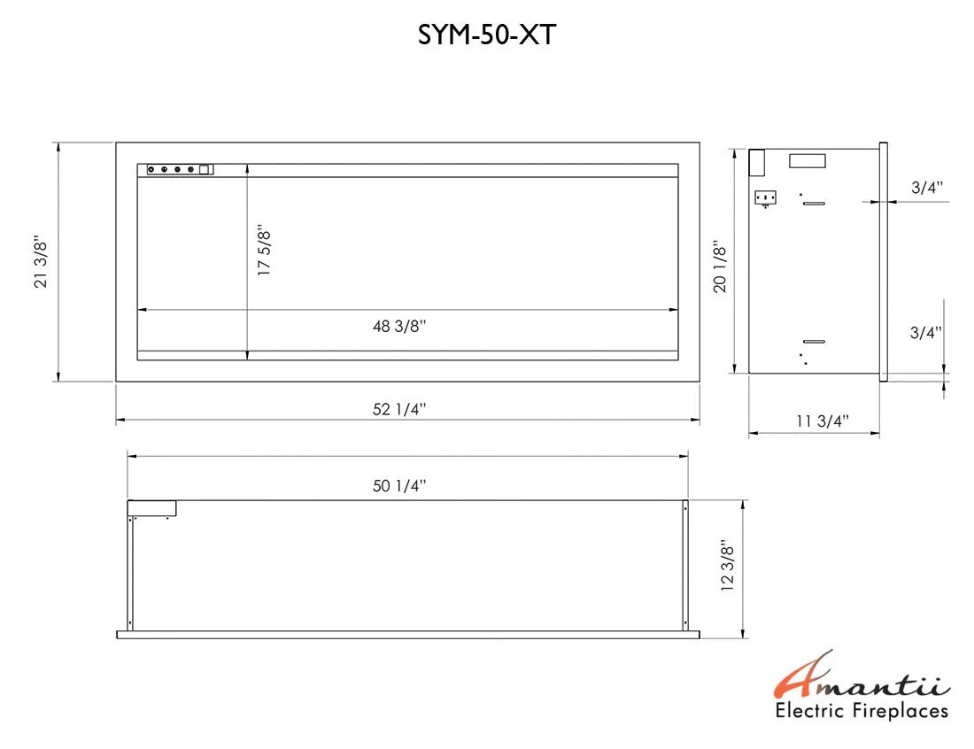 Amantii Symmetry XT Smart Electric Fireplace - 50 Inch Indoor/Outdoor Heater with Remote Control & WiFi - Perfect for Living Rooms, Patios, and Winter Warmth