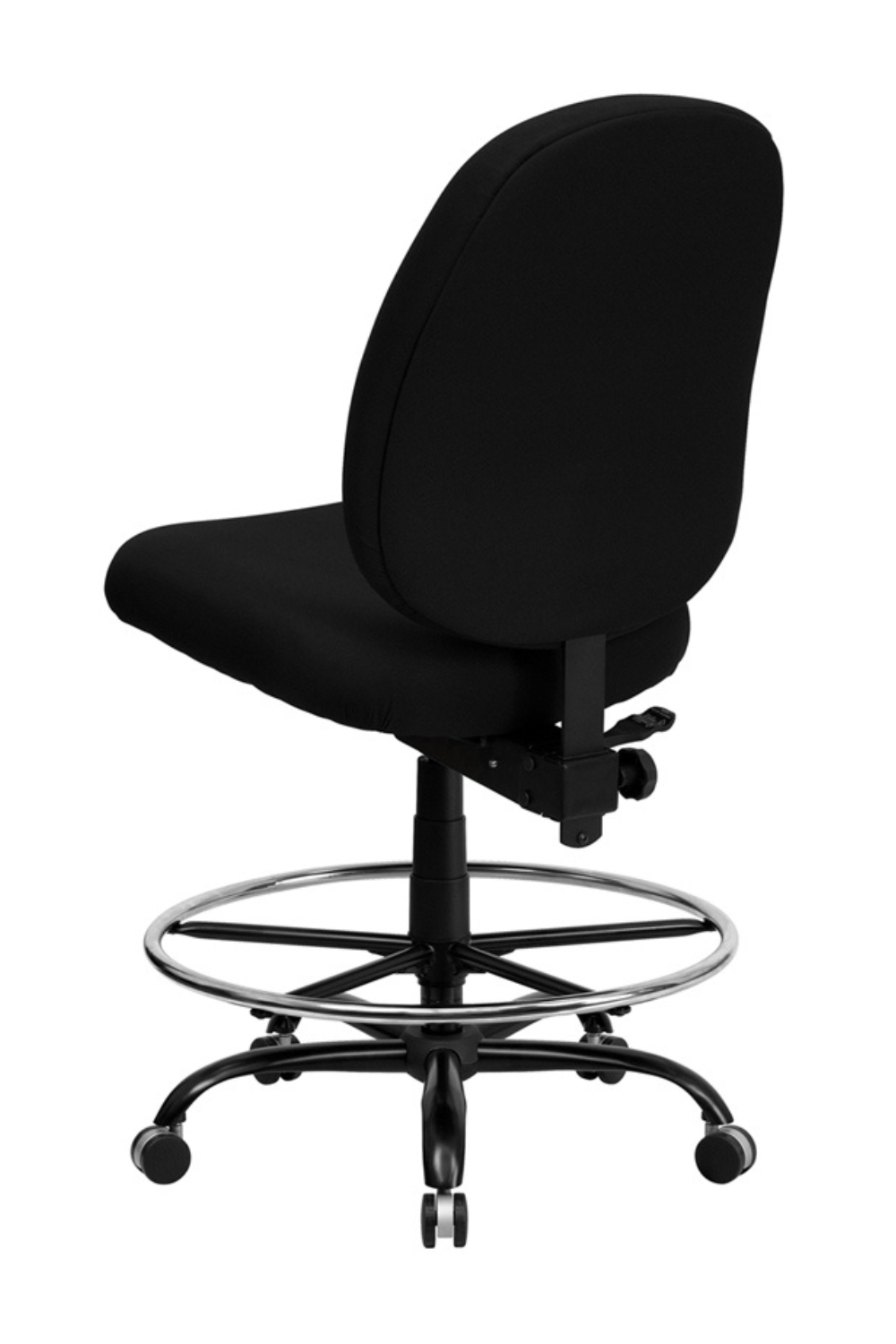 HERCULES Series Big & Tall 400 lb. Capacity Black Fabric Ergonomic Drafting Chair - Adjustable Back Height & Arms - Perfect for Office, Studio & Home Workspaces