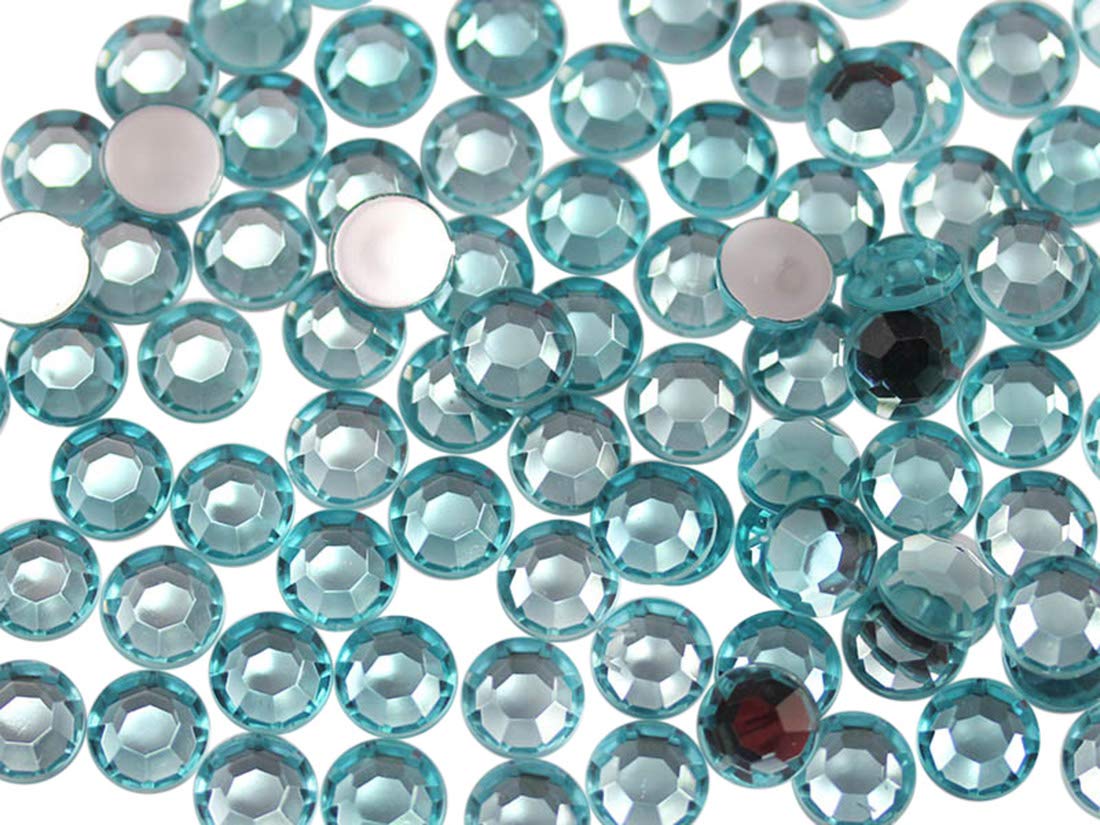 Allstarco 500PCS 8mm SS40 Blue Aqua Lite Acrylic Rhinestones - Flat Back Plastic Gems for Jewelry Making, Face Painting, Card Embellishments | DIY Crafts, Nail Art, Costume Design, Wedding Decorations
