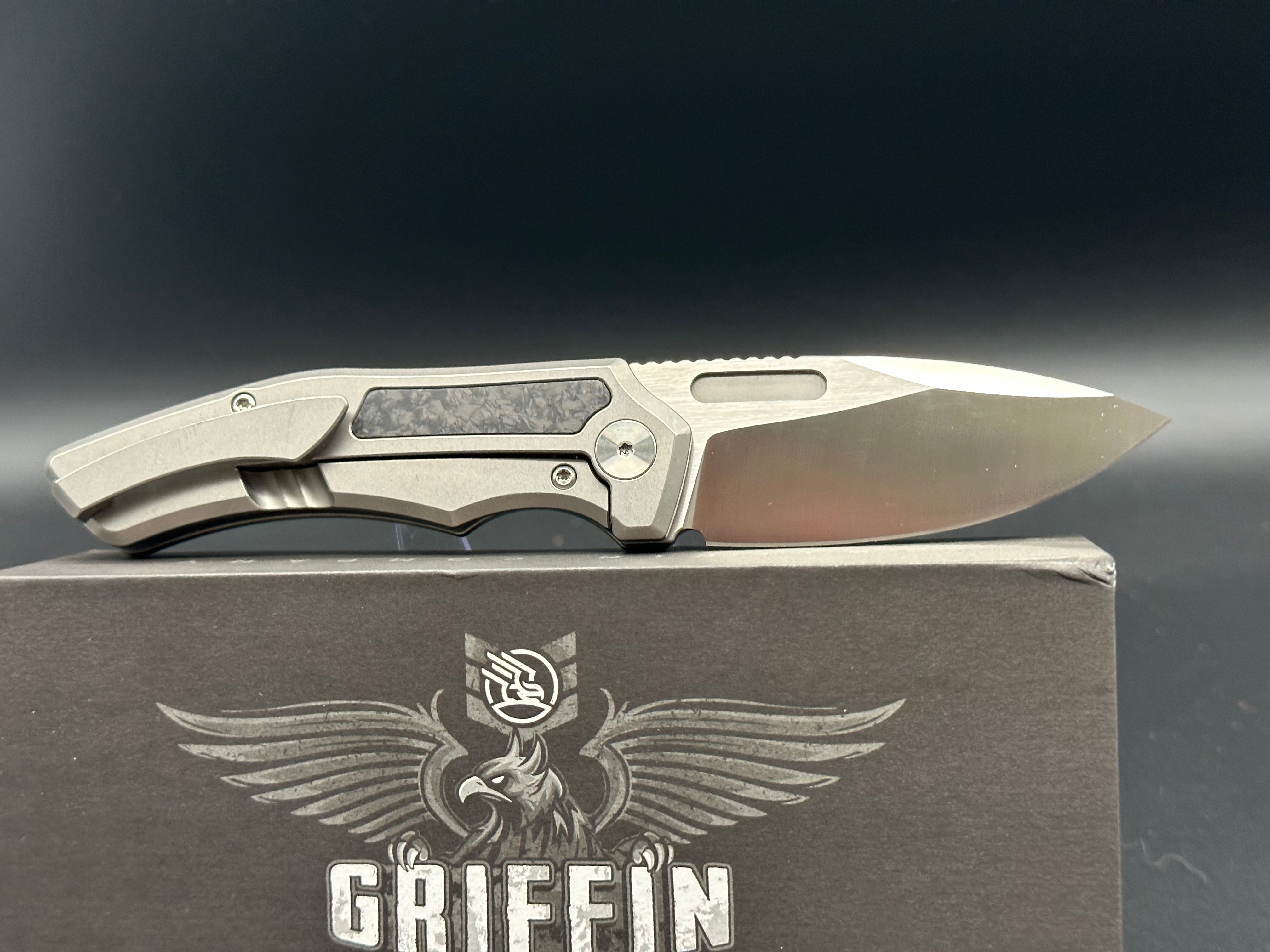 Griffin Company Scout F3 Titanium Carbon Fiber Handle M390 Blade EDC Folding Knife - Perfect for Camping, Hiking & Outdoor Survival Gear