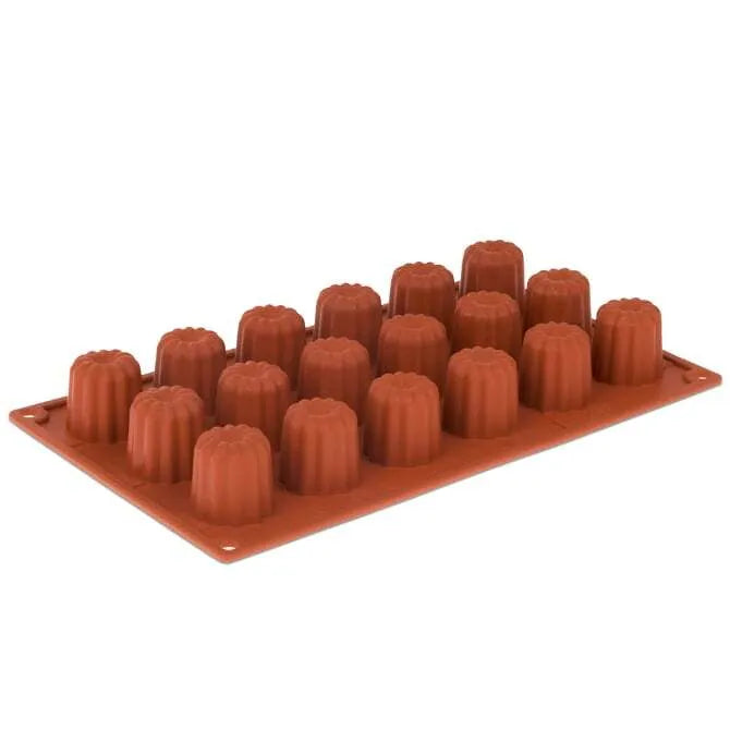 Non-Stick 18-Cavity Mini Cannele Silicone Baking Mold - Perfect for French Pastries, Madeleines, and Mini Cakes - Ideal for Home Bakers and Professional Chefs