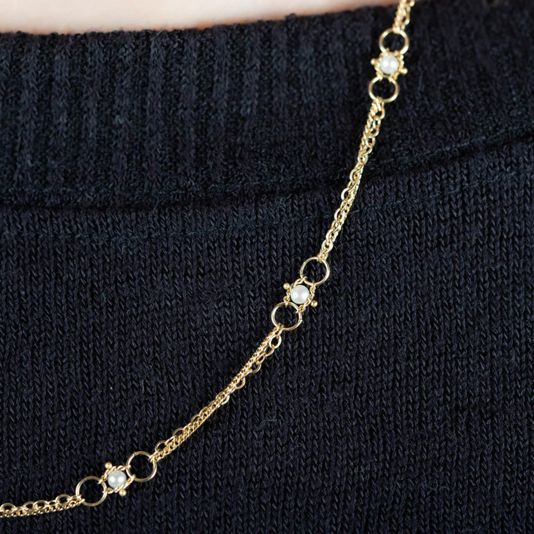 Elegant Pearl Whisper Chain Necklace - Dainty Pearl Jewelry for Women | Perfect for Weddings, Date Nights & Special Occasions