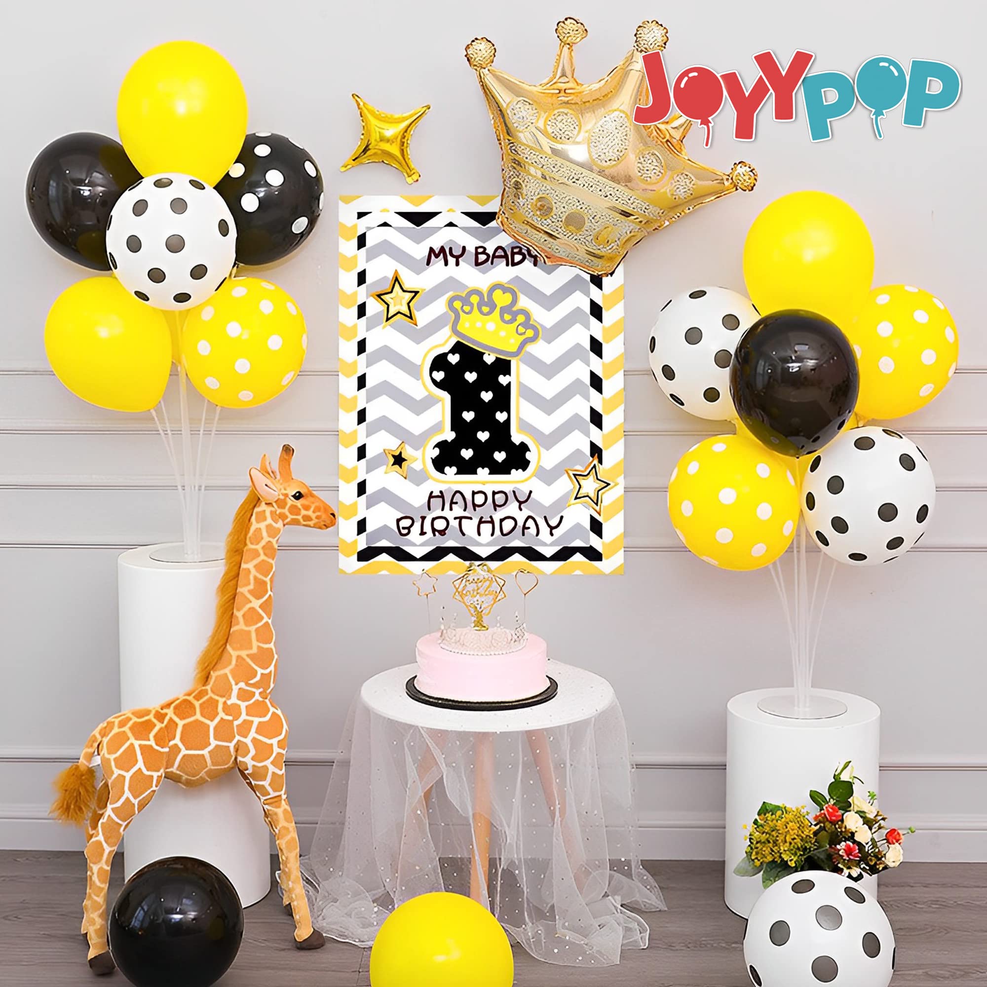 JOYYPOP 7 Sets Balloon Stand Kit with Sticks and Base - Party Balloon Holder for Birthday, Graduation, Wedding Decorations - Perfect for Indoor and Outdoor Celebrations, Baby Showers, Anniversaries