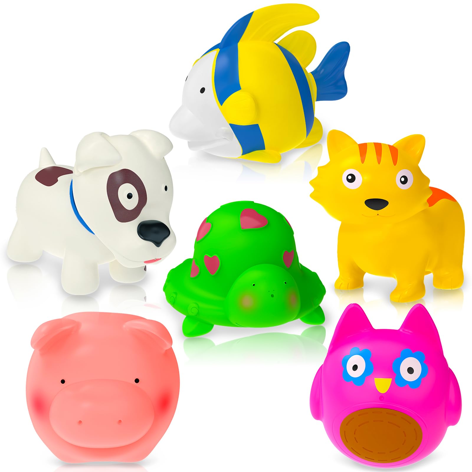 Best Baby Bath Toys for Toddlers 1-3 Years Old - Safe No Hole Bathtub & Pool Toys for Infants 6-18 Months - Cute Animal Bathing Toys Gift Set for 1 2 3 4 Year Old Boys & Girls (6 Pcs) - Perfect for Bathtime Fun, Sensory Play & Early Learning Development
