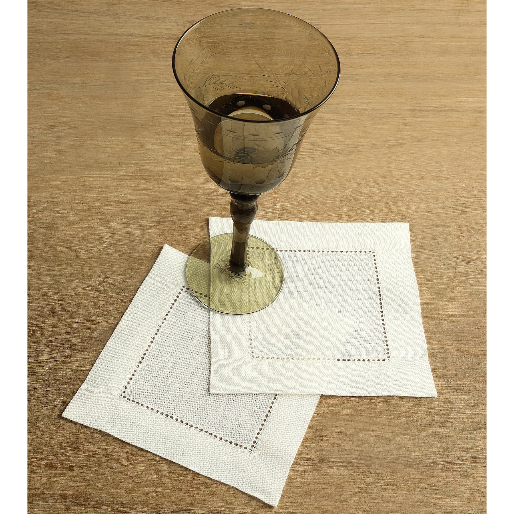 Premium Classic Hemstitch Cocktail Napkins - Set of 12 White Linen Drink Napkins for Parties, Weddings & Elegant Dining - Absorbent & Decorative Tableware Accessories