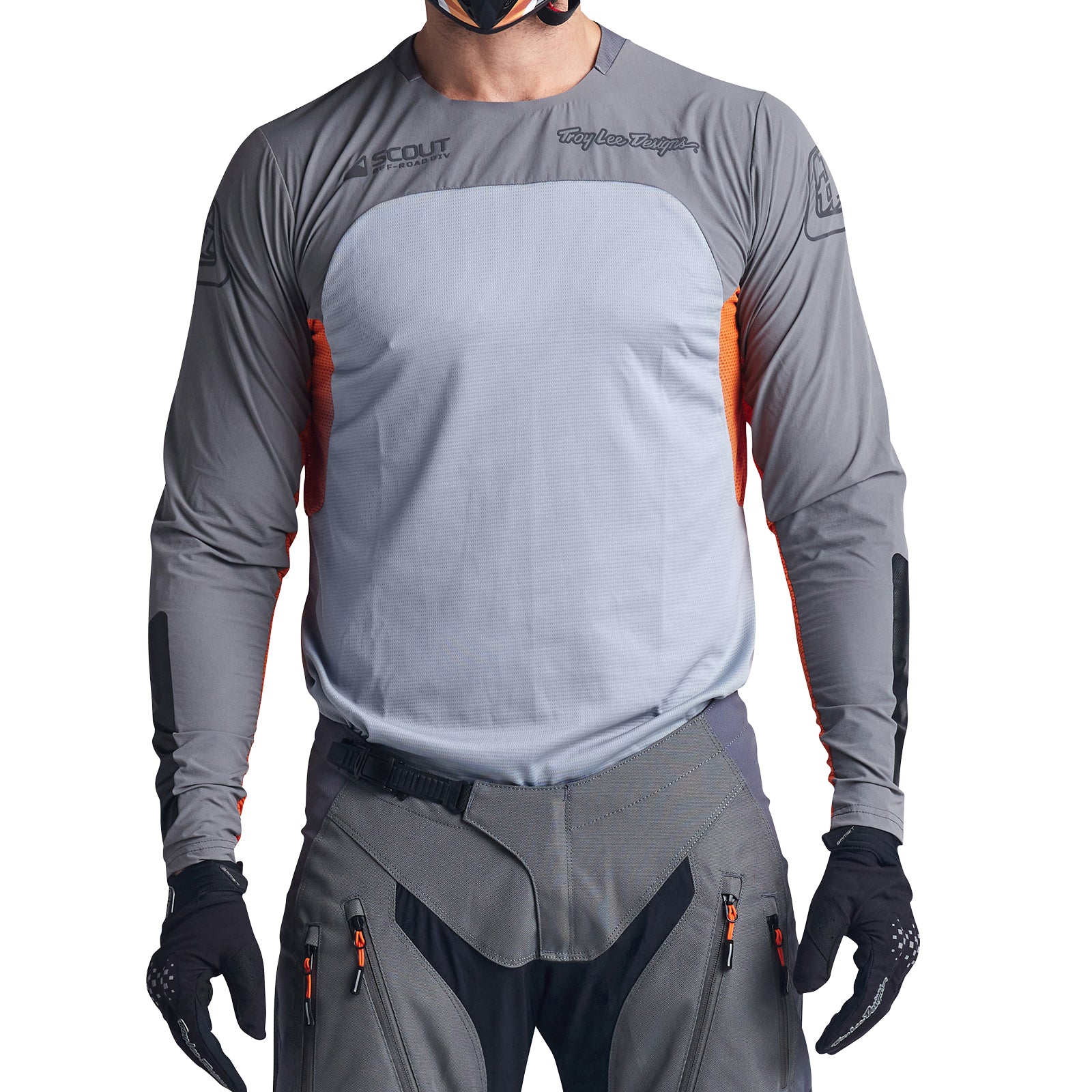 Scout SE Jersey - Men's Cycling Jersey in Systems Gray & Neon Orange - Perfect for Road Biking, Mountain Biking & Outdoor Sports