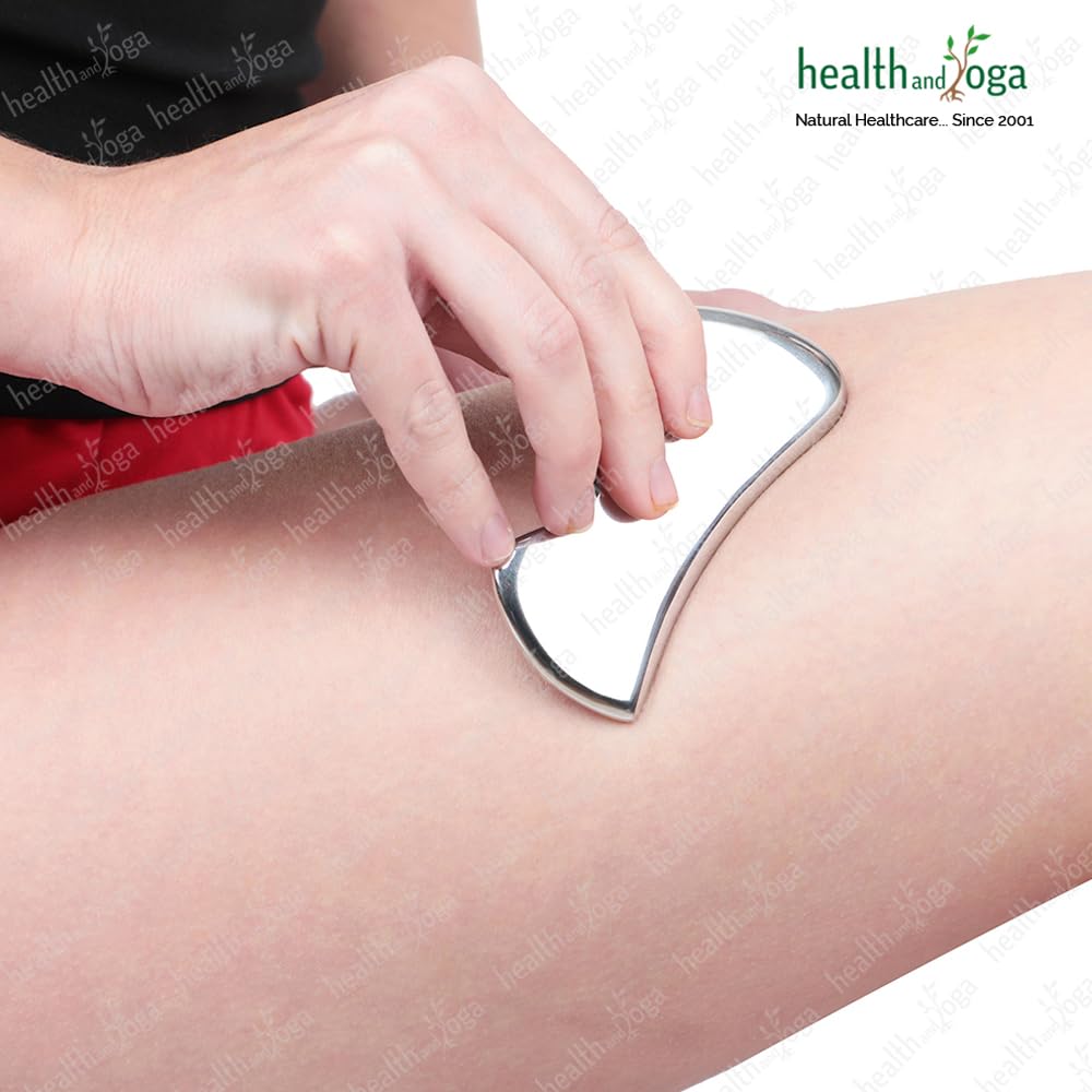 HealthAndYoga™ SteloLift 304 Stainless Steel Gua Sha Scraping Massage Tool - B-Shaped Muscle Pain Relief & Soft Tissue Mobilization for Back, Neck, Shoulder - Professional Tendon Therapy & Relaxation Aid for Home Spa & Self-Care