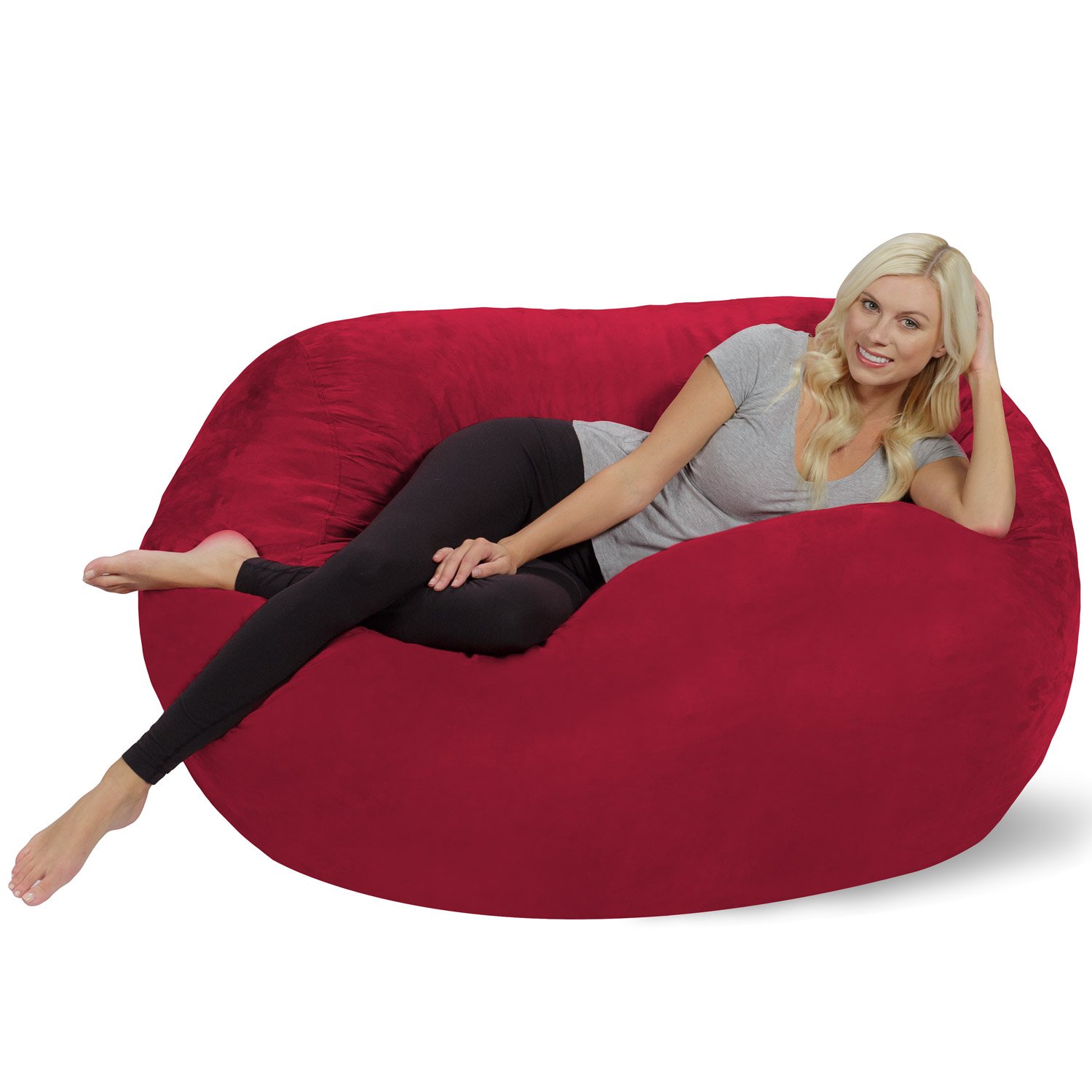 Chill Sack - 5-Foot Oversized Bean Bag Chair Lounger in Cinnabar Red | Ultra Soft Microsuede | Perfect for Gaming, Movie Nights & Dorm Room Relaxation
