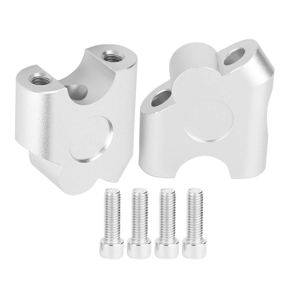 22mm Universal Motorcycle Handlebar Riser Clamps - CNC Aluminum Alloy Handlebar Mount for Harley, Honda, Yamaha - Chrome Finish - Perfect for Custom Bike Builds and Comfort Upgrades