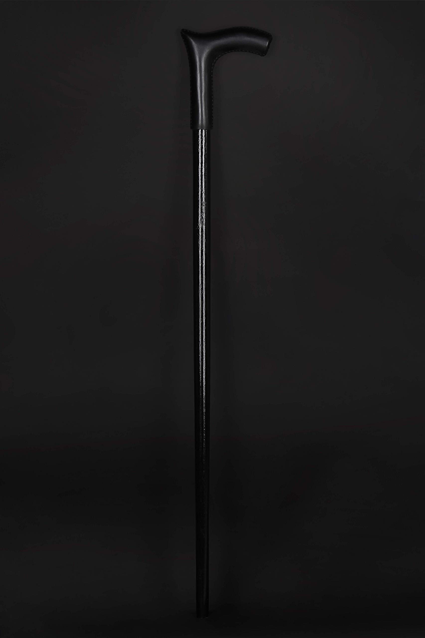 Premium Black Leather Walking Cane - Handcrafted Derby Wooden Cane for Men & Women - Elegant Hiking Stick for Outdoor Adventures, Fashionable Mobility Aid for Daily Use & Perfect Gift for Seniors