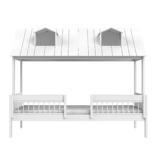 House Bed 120x200 cm - Modern Wooden Kids Bed Frame with Safety Rails - Perfect for Beach House, Nursery, or Playroom Decor