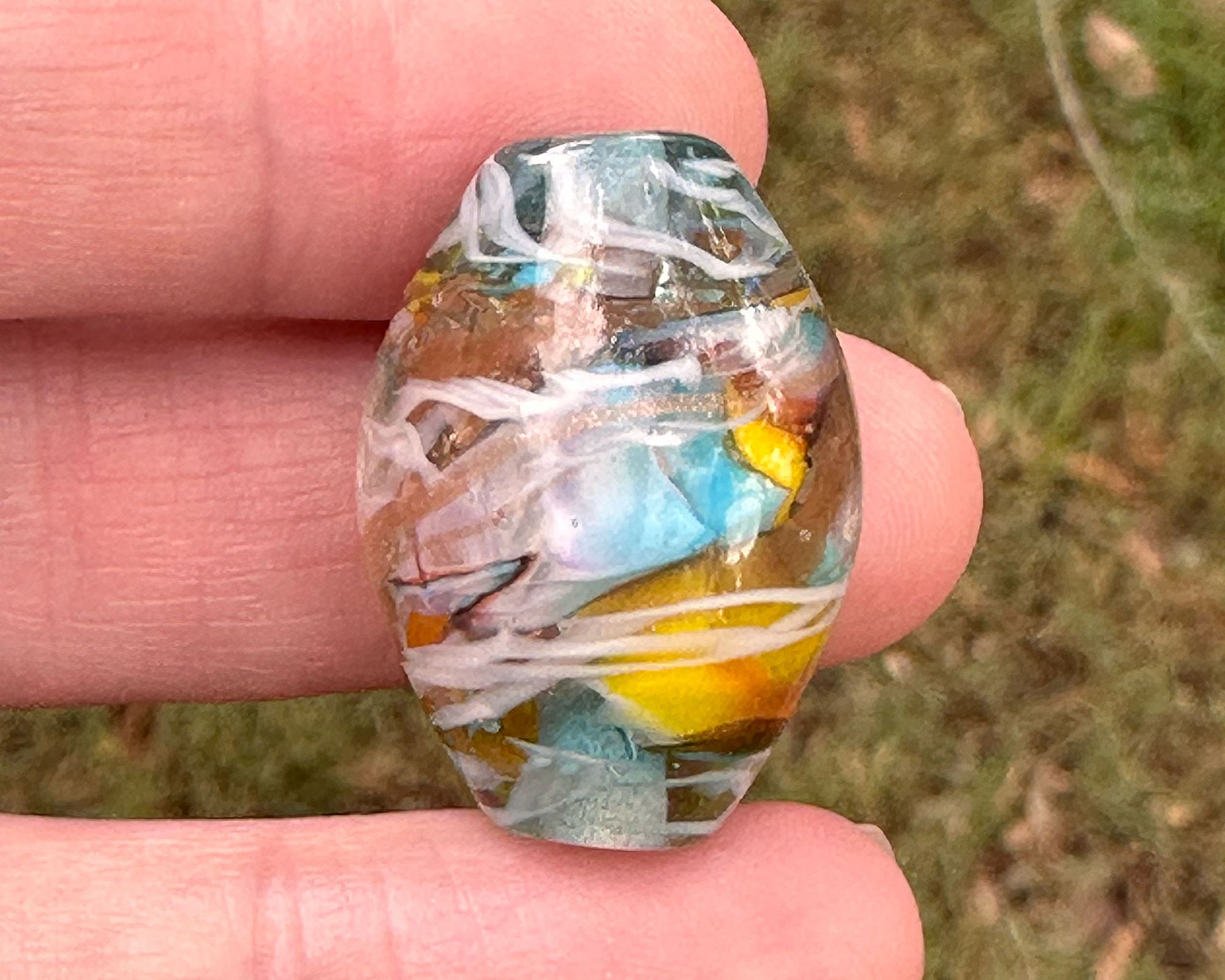 Handmade Sunset Rainbow Lampwork Glass Focal Bead for Jewelry Making - Perfect for Necklaces, Bracelets & DIY Craft Projects