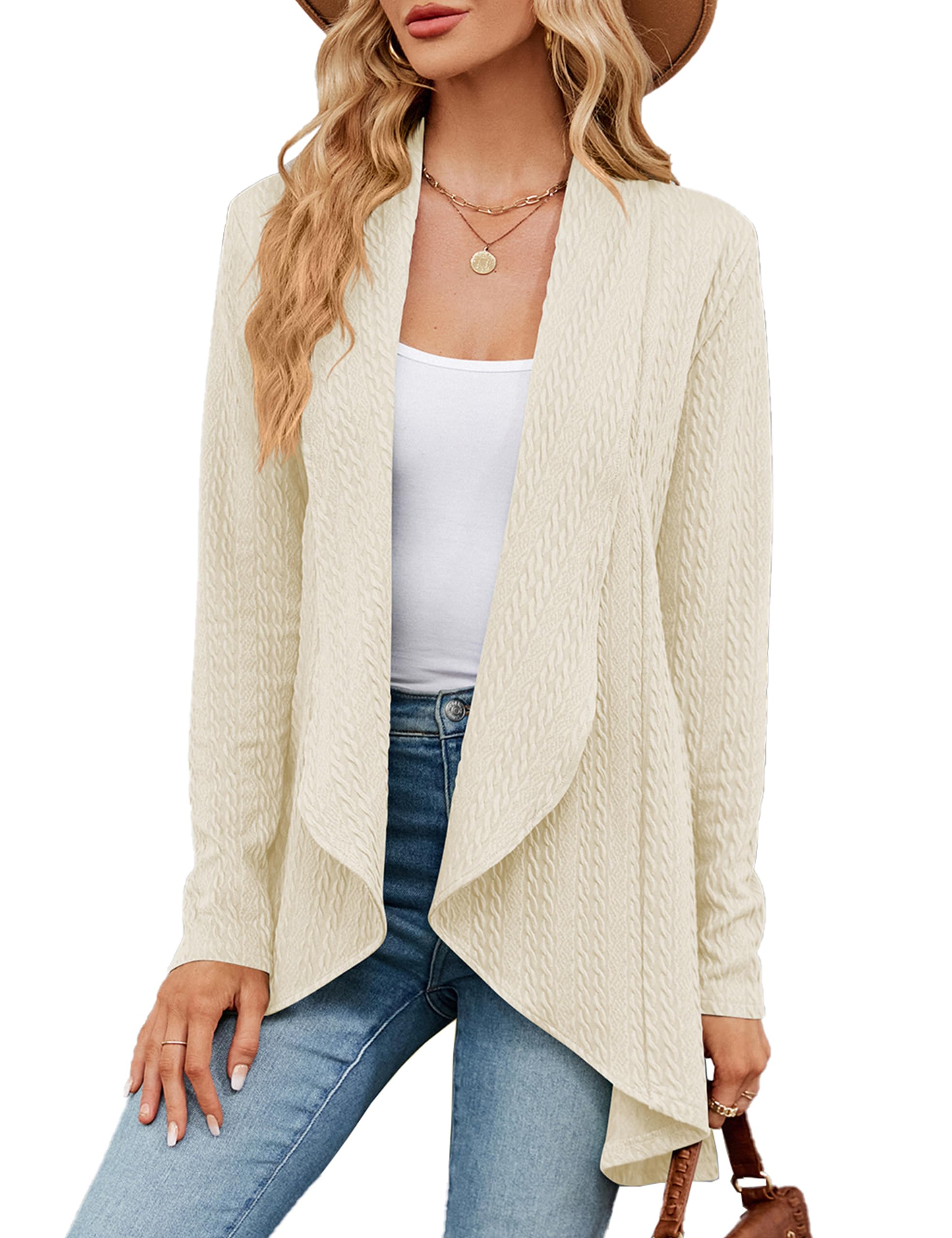 Women's Lightweight Open Front Cardigan Sweater - Soft Knit Long Sleeve Casual Fall Outwear | Perfect for Office, Date Night & Cozy Evenings