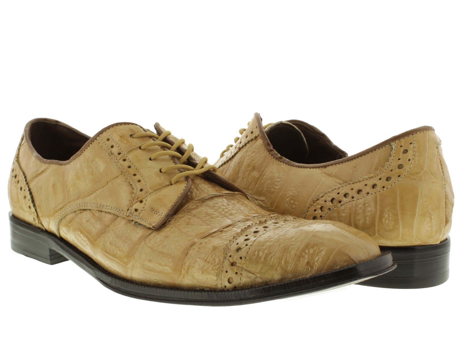 Dolce Pelle Genuine Crocodile Leather Men's Derby Shoes - Cap Toe Dress Shoes for Men Size 8 D(M) US - Perfect for Business, Formal Events & Weddings