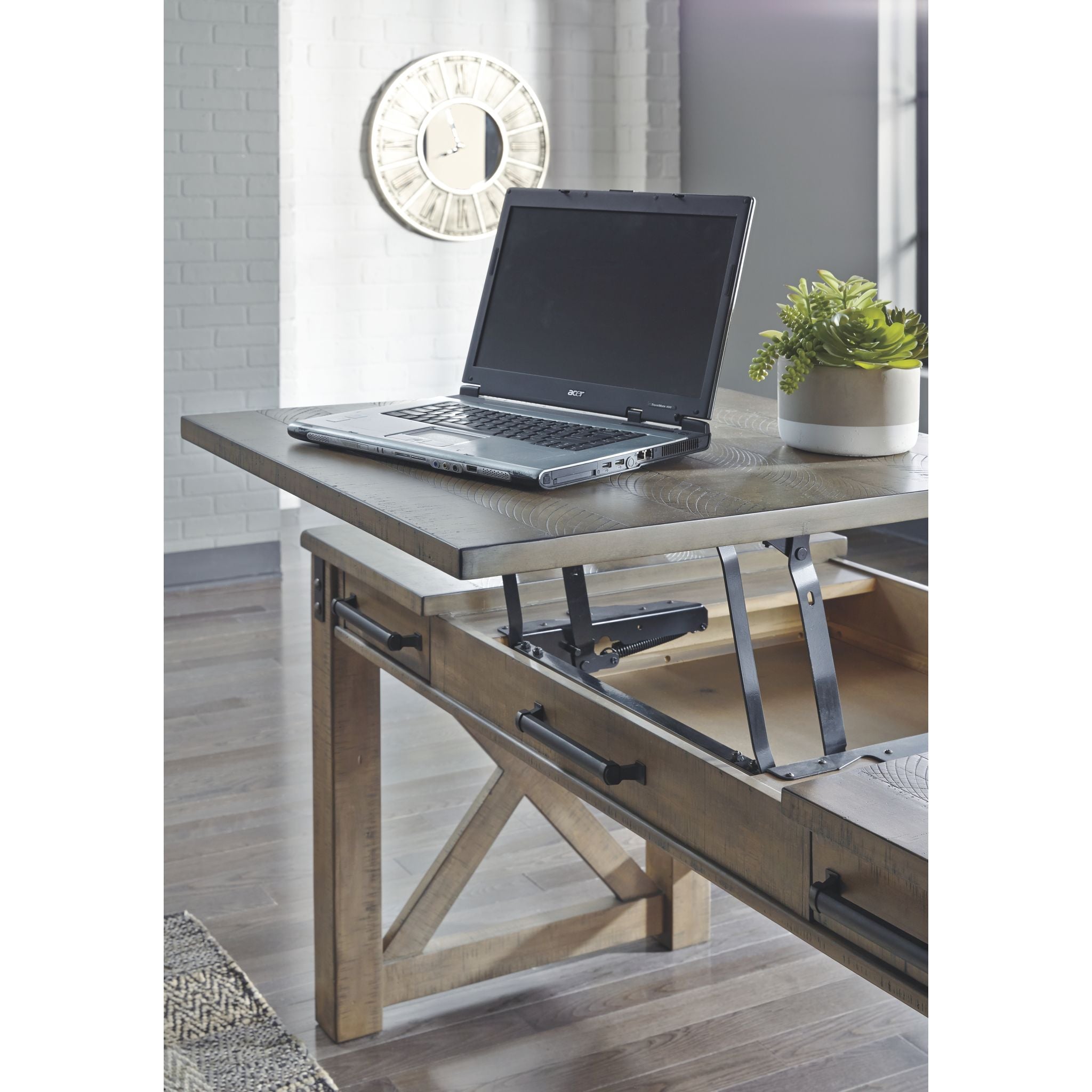 Aldwin Modern Office Desk - Sleek Gray Writing Desk for Home & Office Workspace, Perfect for Small Spaces, Remote Work & Study