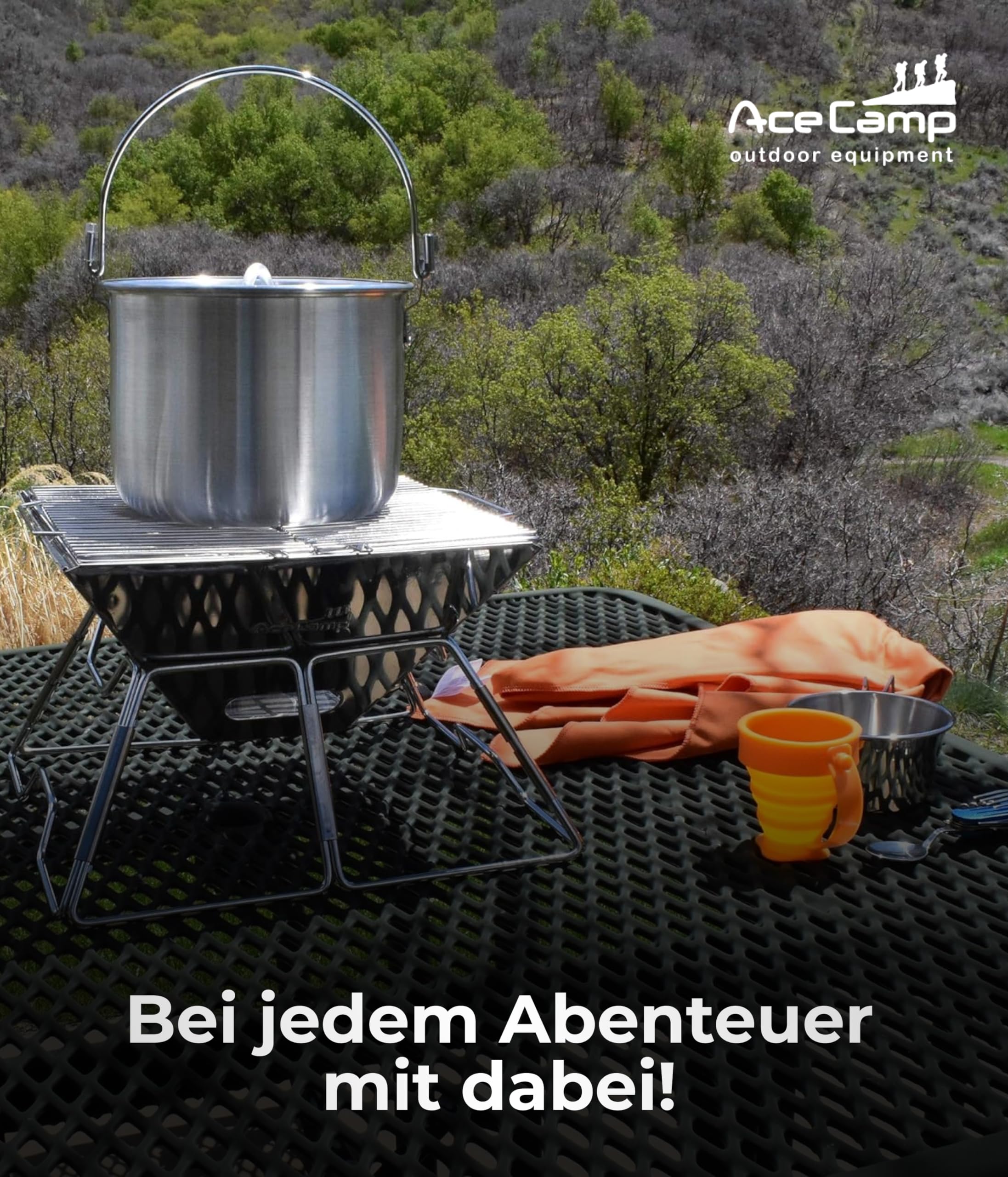 AceCamp® Aluminum Camping Pot with Lid & Handle - Lightweight Cookware for Gas Stoves, Grills & Campfires - Perfect for Backpacking, Hiking & Outdoor Cooking Adventures