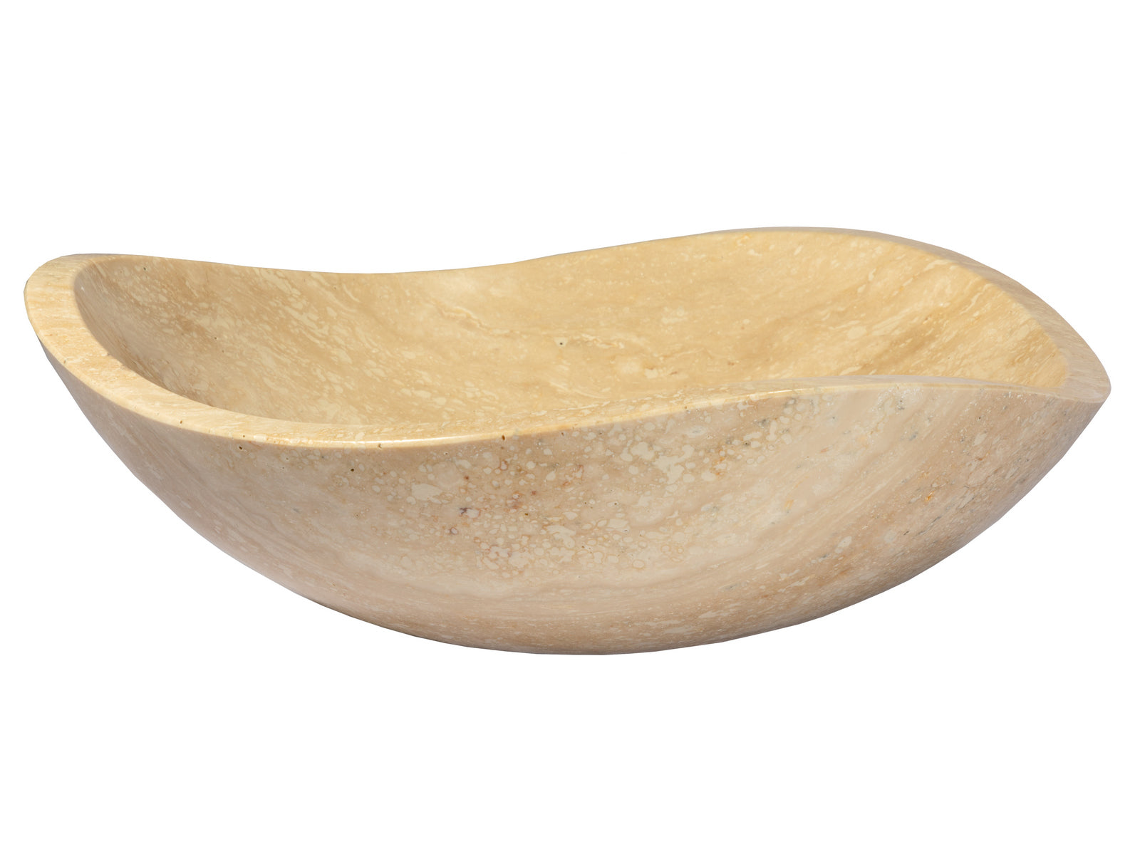 Beige Travertine Freeform Vessel Sink - Modern Bathroom Vanity Sink for Powder Room, Guest Bath & Master Bath Decor