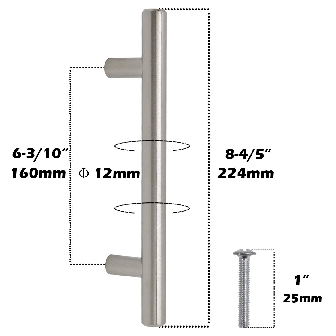 Stainless Steel Kitchen Cabinet Handles 30 Pack - 160mm Hole Center for Modern Homes