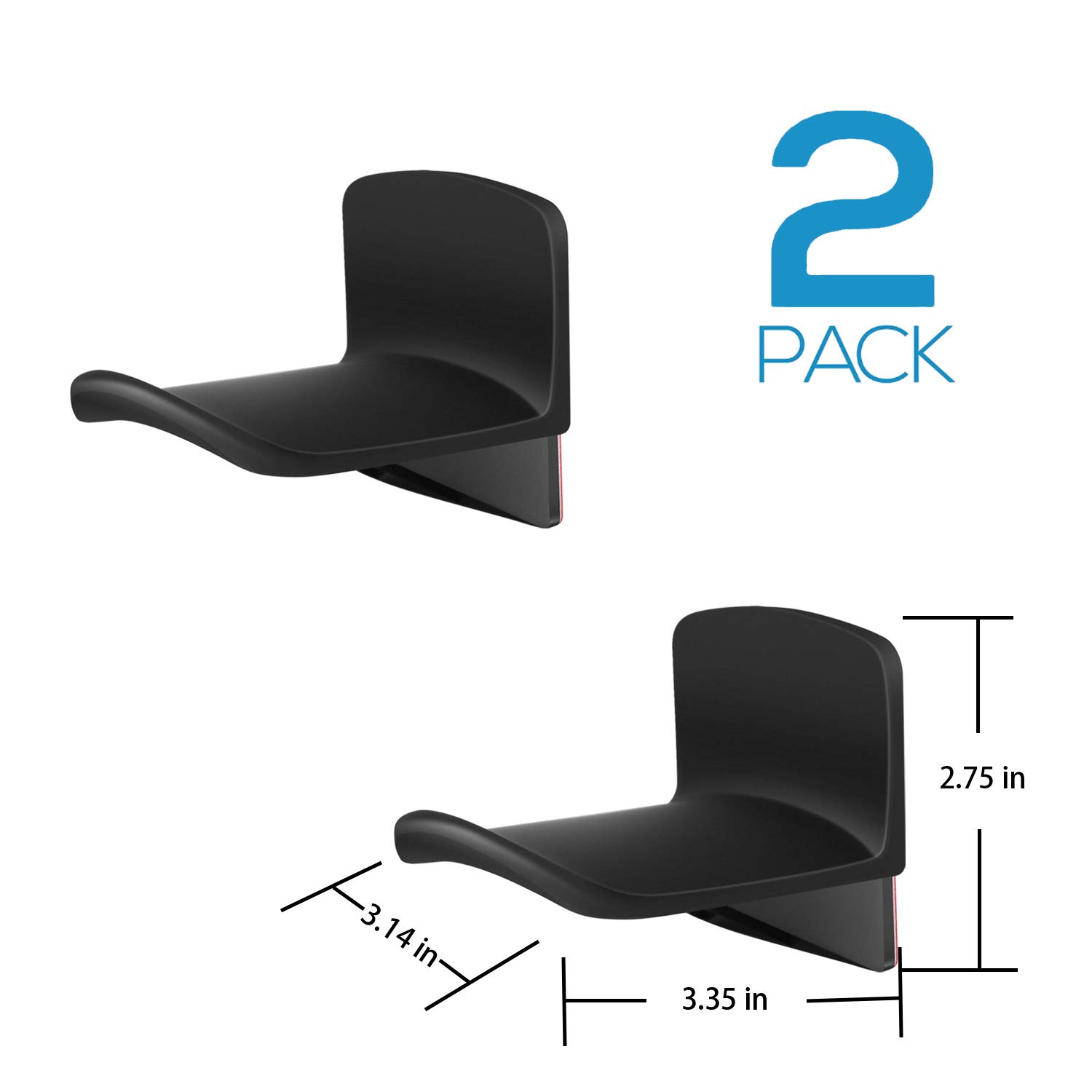 2 Pack Universal Adhesive & Screw Mount Headphone Hanger Hooks - Wall & Desk Gaming Headset Holder, Earphone Stand Rack (Black) - Perfect for Gaming Setup, Office & Home Organization