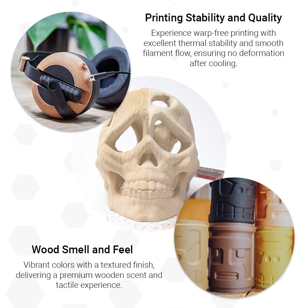 EasyWood 1.75mm Birch PLA 3D Printer Filament - 500g Wood-Like Texture for DIY Crafts & Home Decor Projects