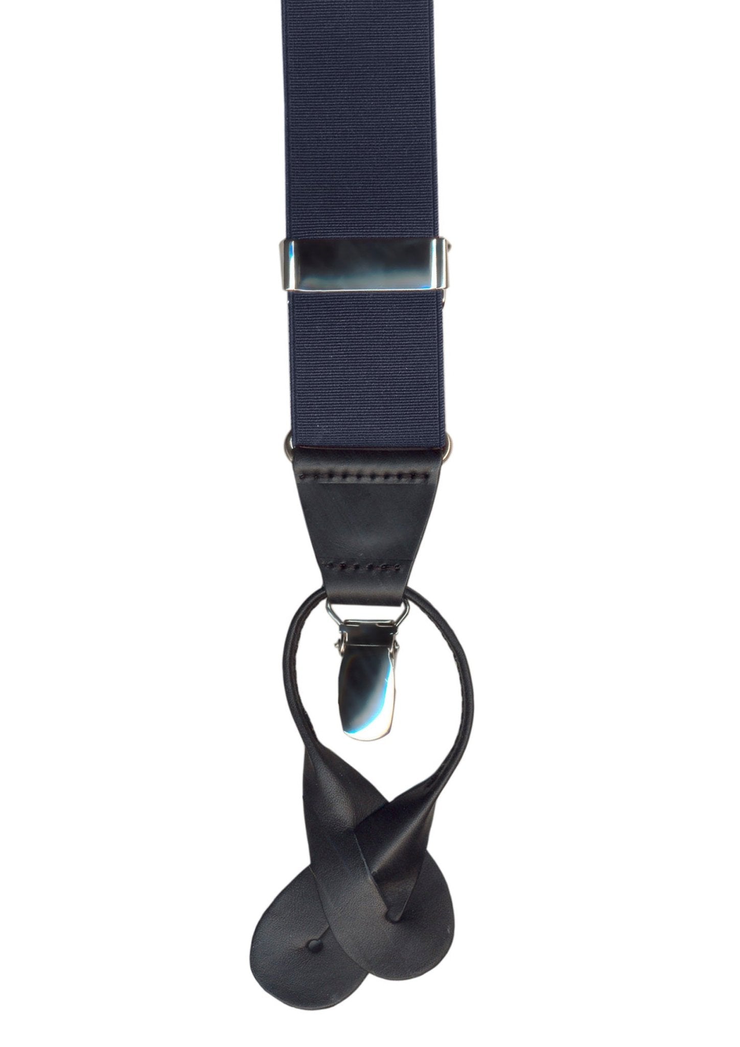 HENERY SARTORIAL x LEYVA Adjustable Suspenders with Loops & Clips - Navy Blue Classic Style for Men | Perfect for Formal Wear, Business Attire & Vintage Outfits