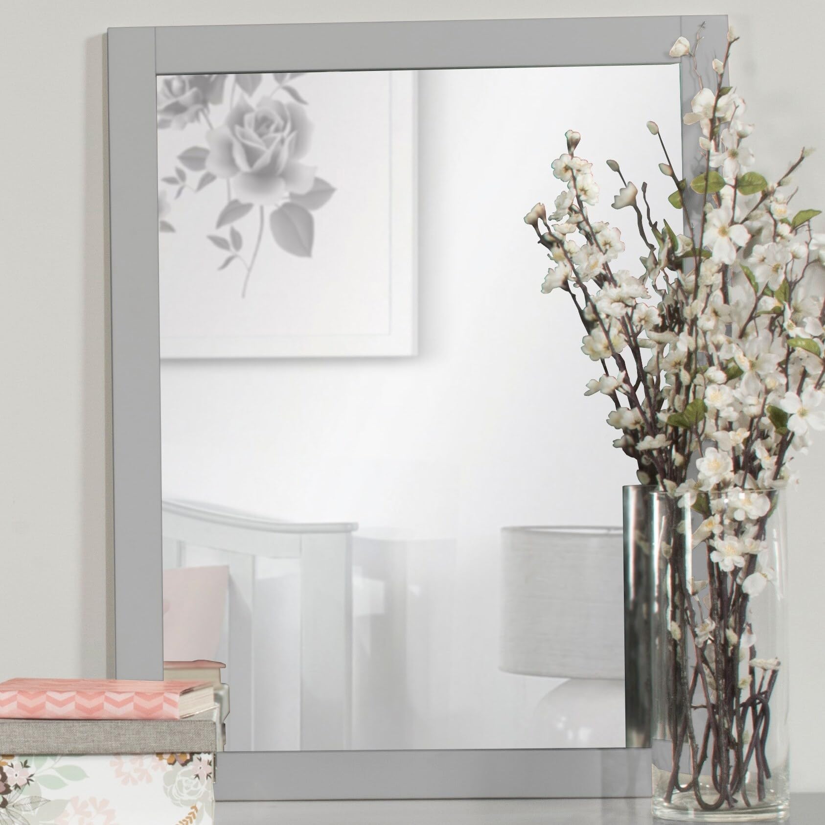 Hillsdale Kids and Teen Schoolhouse 4.0 Wood Framed Wall Mirror - Gray - Perfect for Bedrooms, Bathrooms, and Dorm Decor