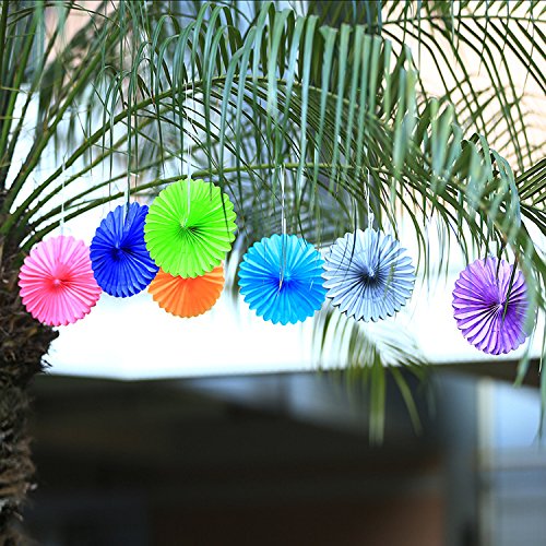 Sorive® 5-Pack 8 Inch Purple Tissue Paper Fans - Decorative Hanging Fan Flowers for Wedding, Birthday, Baby Shower & Party Decorations | Perfect for Backdrops, Ceiling Decor and Photo Booth Props