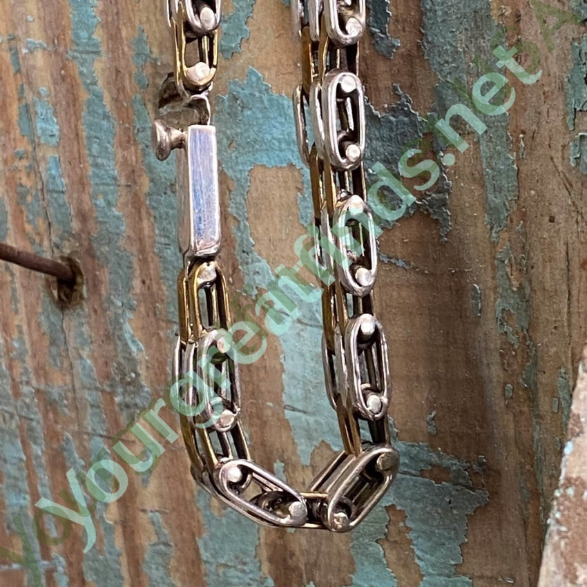 Sterling Silver Brass Bar Link Bracelet - Handmade Mexican Jewelry for Women - Perfect for Casual Wear, Parties & Gifts