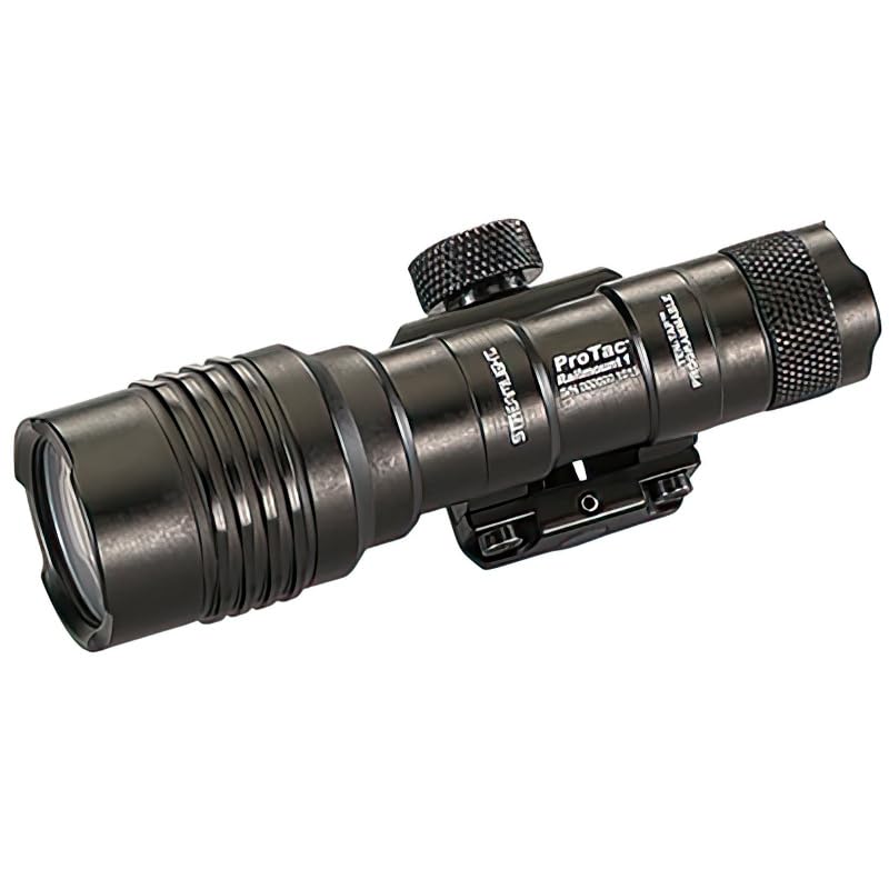 Streamlight 88058 ProTac Rail Mount 1 Tactical Flashlight - 350 Lumen Multi-Fuel Weapon Light with CR123A Batteries, Pressure Switch & Tail Cap (Black) | Perfect for Hunting, Home Defense & Tactical Operations