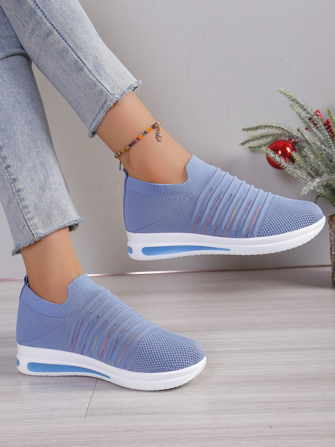 Breathable Mesh Wedge Sneakers for Women - Lightweight Comfortable Slip On Walking Shoes for Casual Wear & Outdoor Activities
