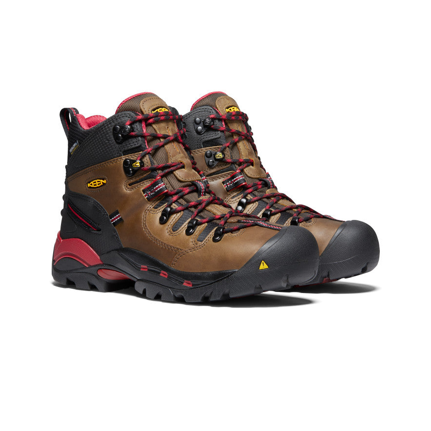 Men's Pittsburgh 6 Waterproof Steel Toe Work Boots - Bison Leather - Heavy Duty Safety Shoes for Construction, Hiking & Outdoor Work
