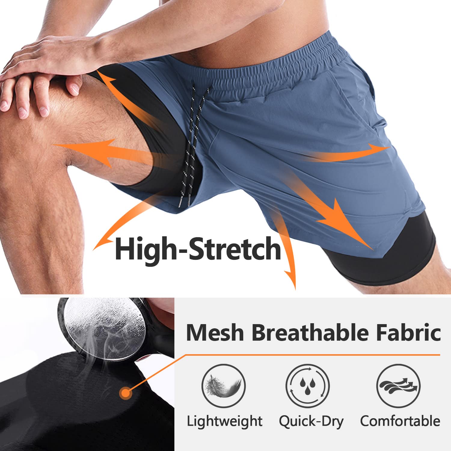 Aolesy Men's 2-in-1 Running Shorts with Pockets - 5