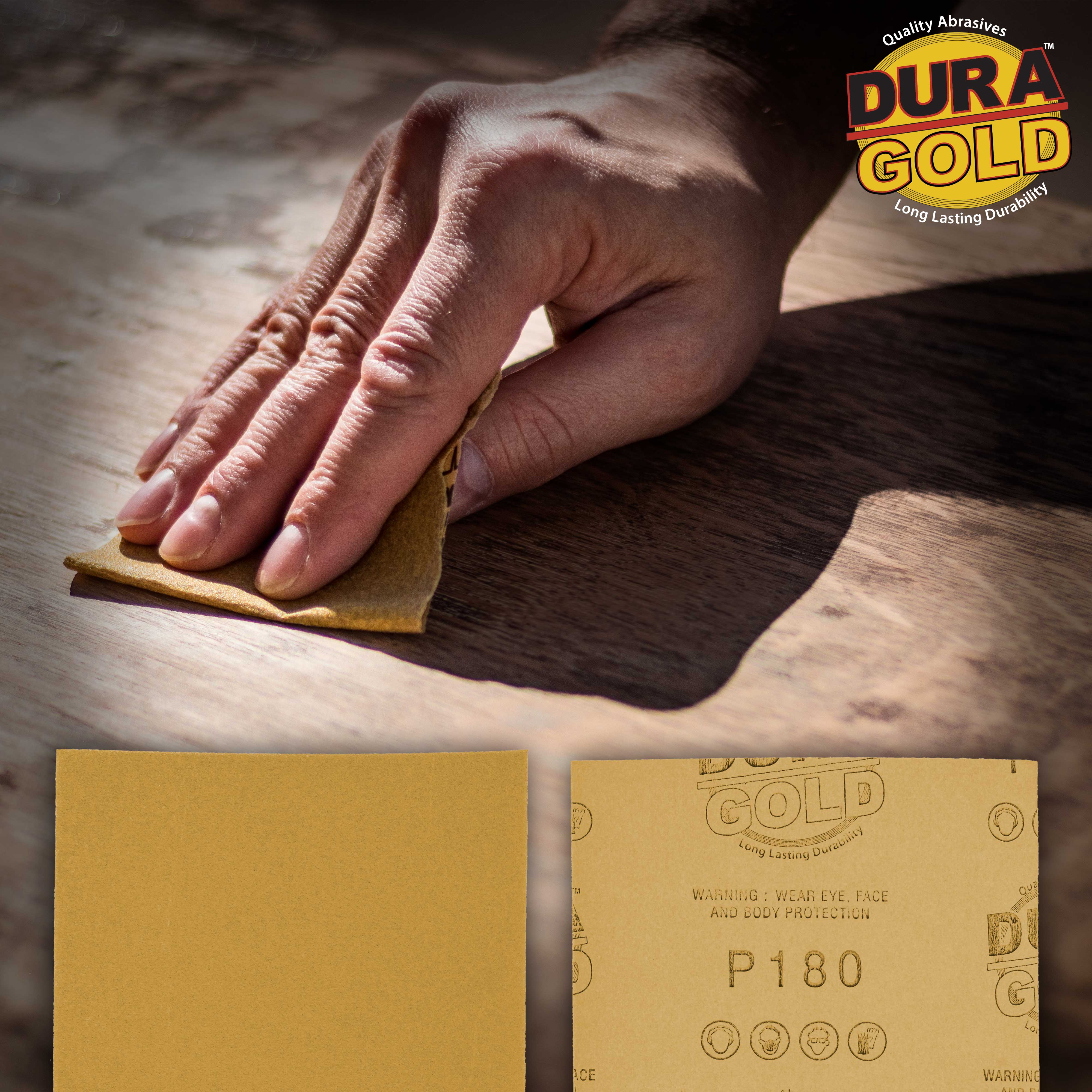 180 Grit Gold Sandpaper - 1/4 Sheet Plain Backing (5.5