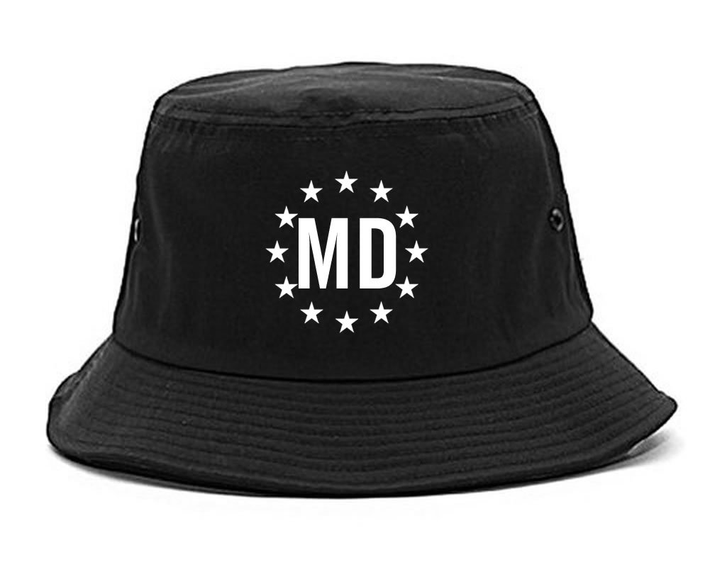Kings Of NY MD Maryland Stars Circle American Flag Style Bucket Hat - Patriotic Fashion Accessory for Outdoor Events, Concerts & Summer Vacations